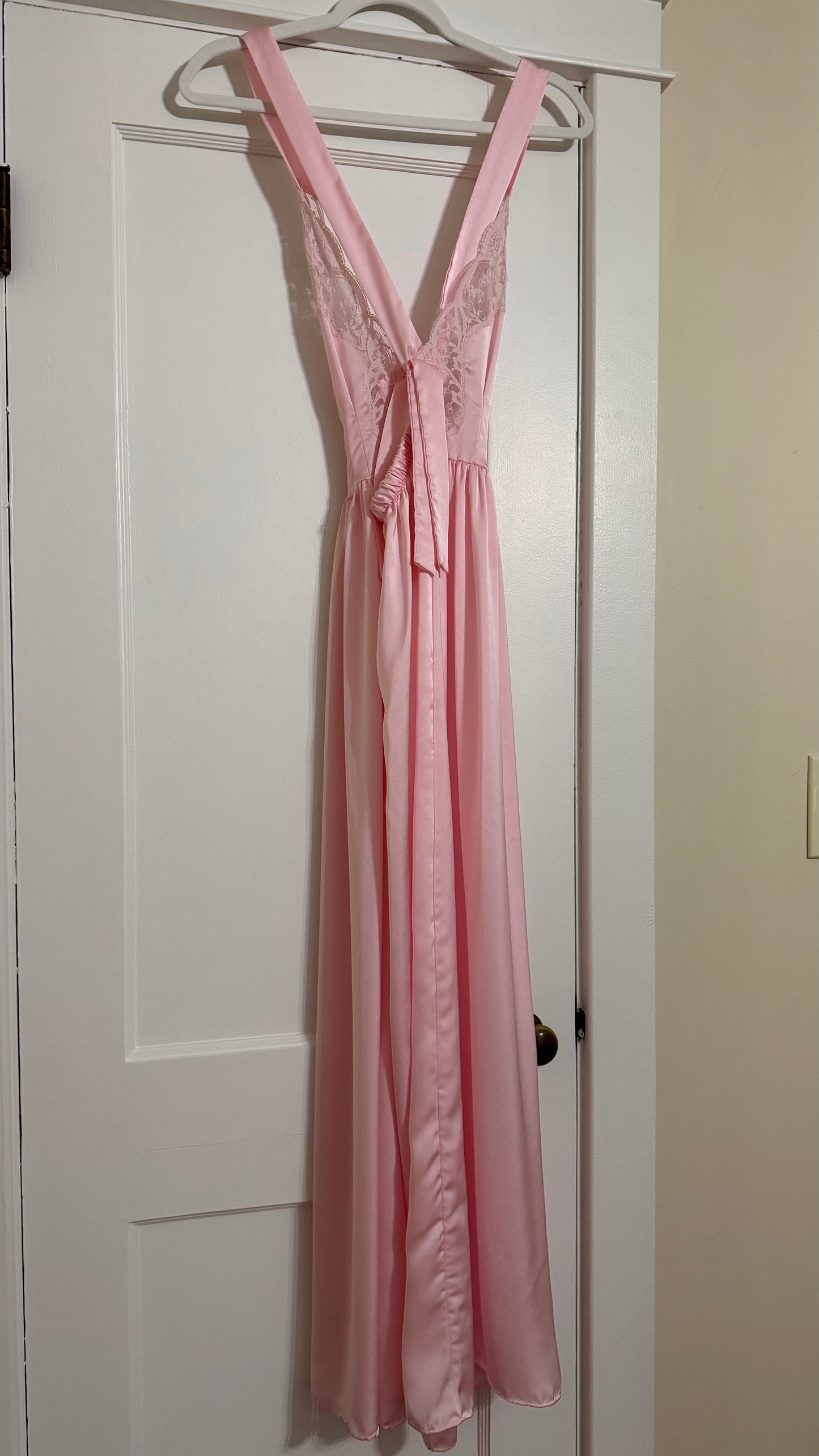 Pink Bow Detail Cross-Back Maxi Slip