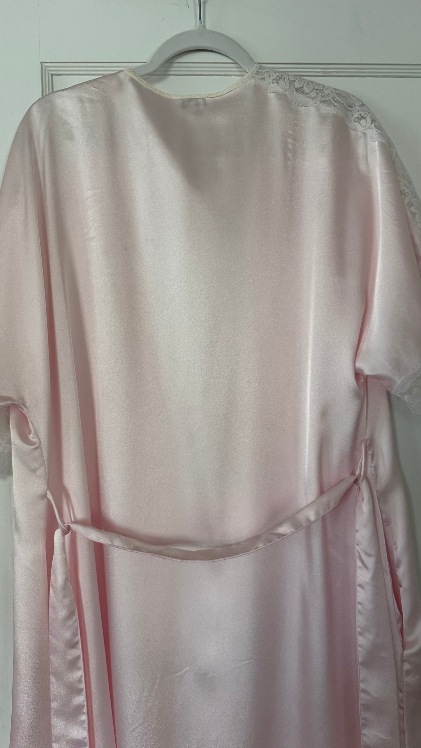 Pink & White Lace Detail Peignoir Set