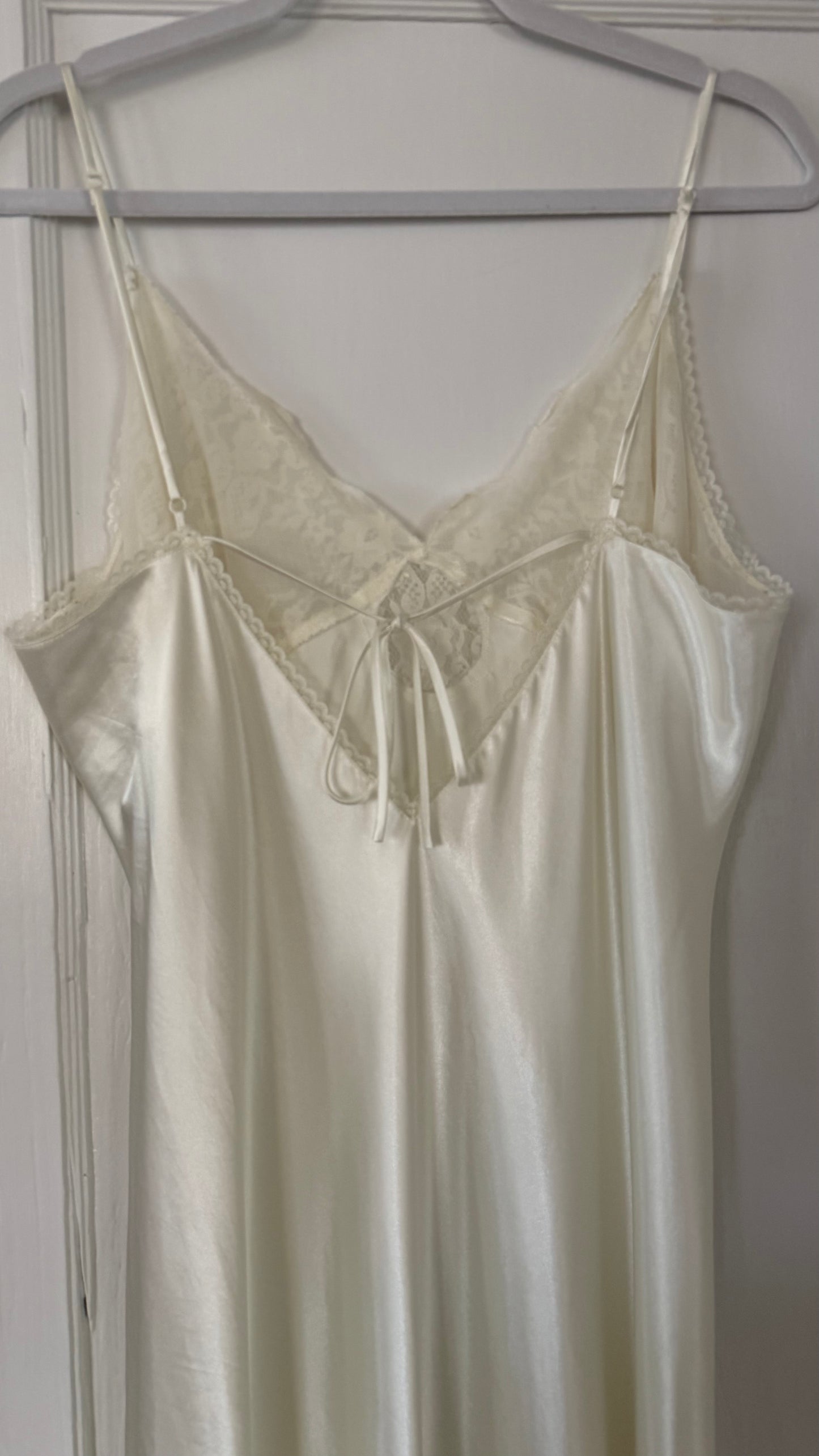 Lace Detail Ivory Slip Dress