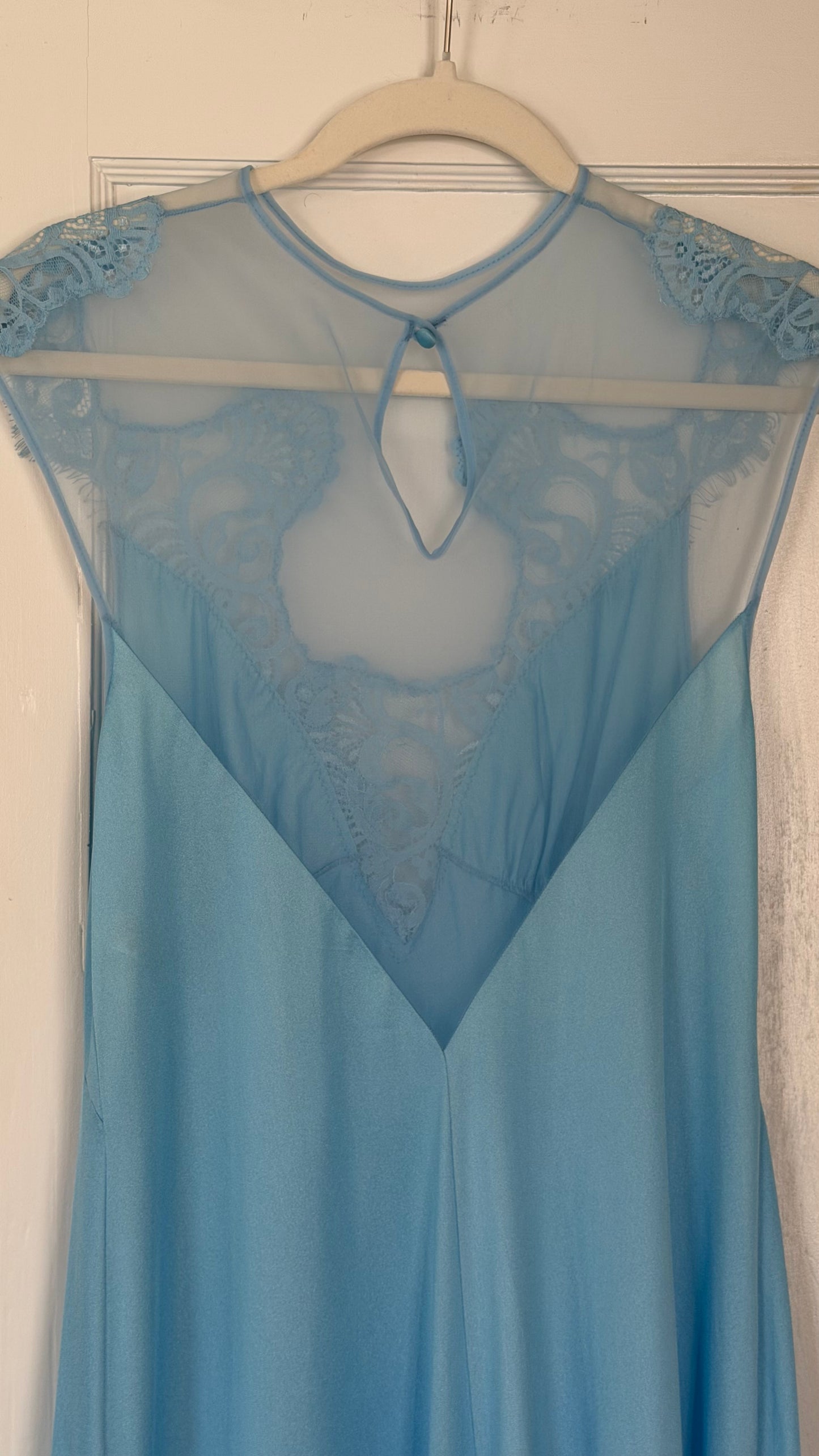 Rare Blue Lace-Yoke Maxi Slip