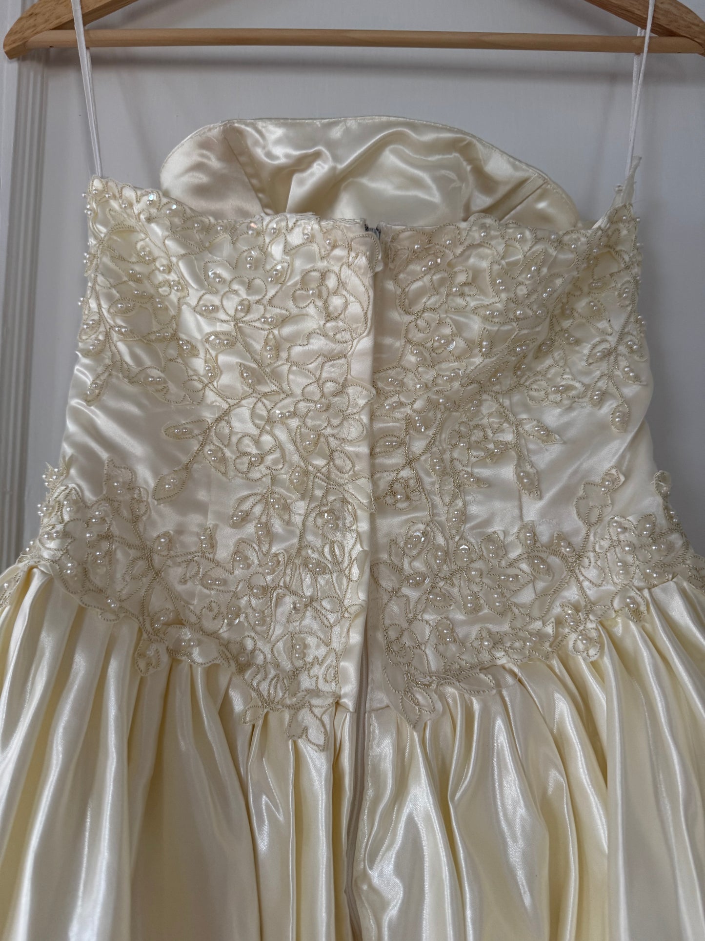 Strapless Basque Waist Embellished Tiered Wedding Gown