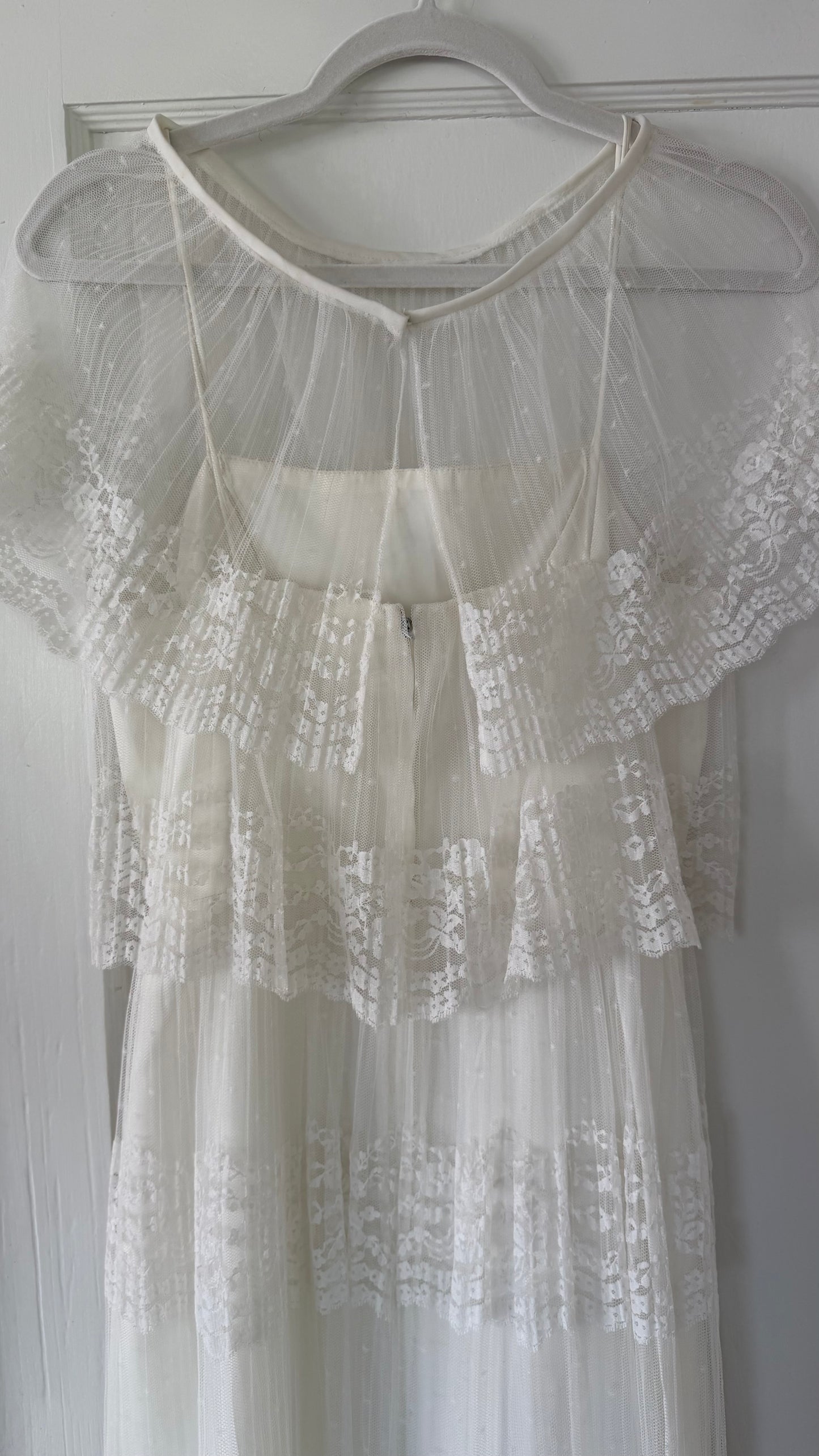 Swiss Dot & Lace Tiered Bridal Dress