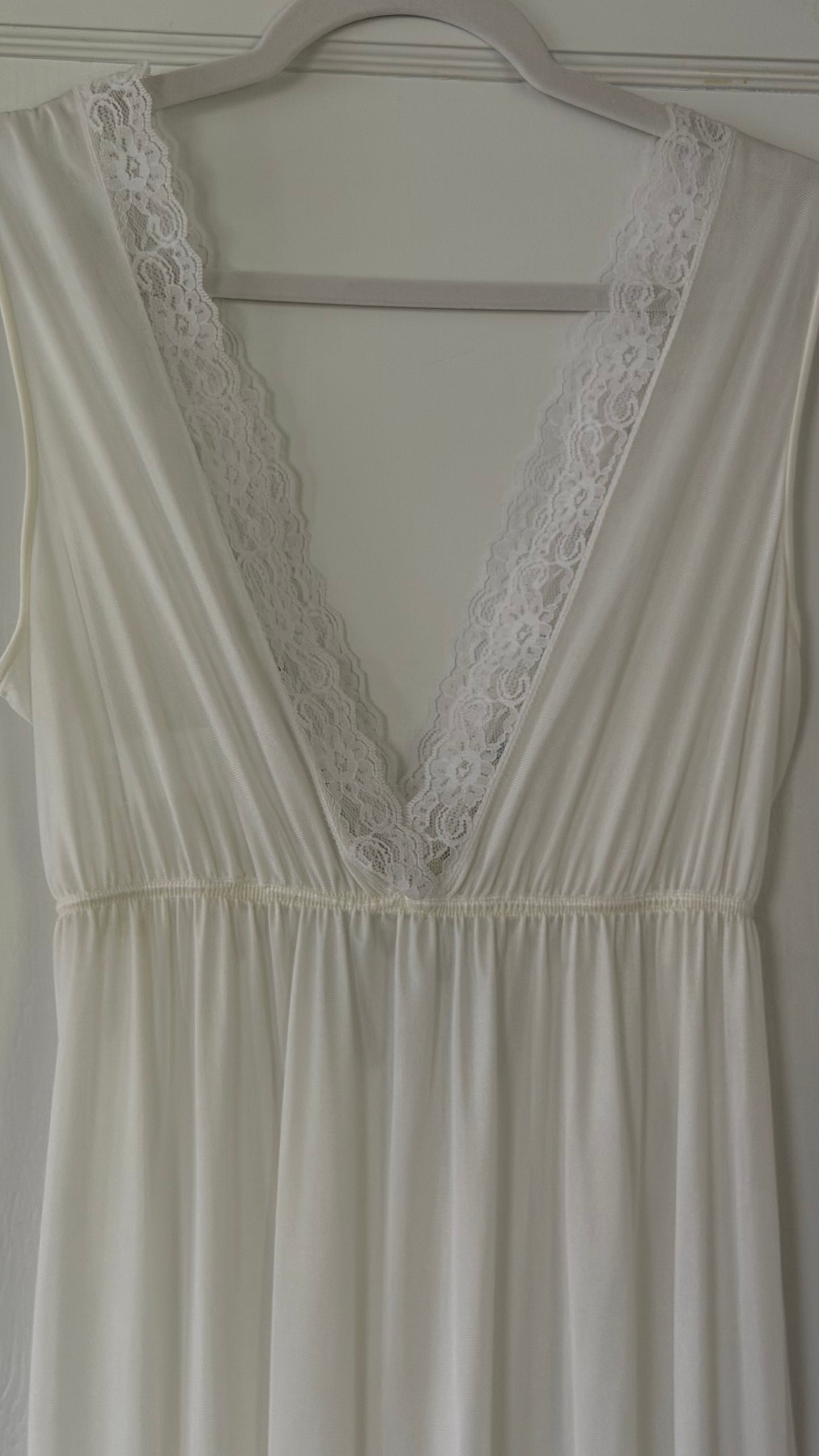 White Peignoir Set with Blue Details