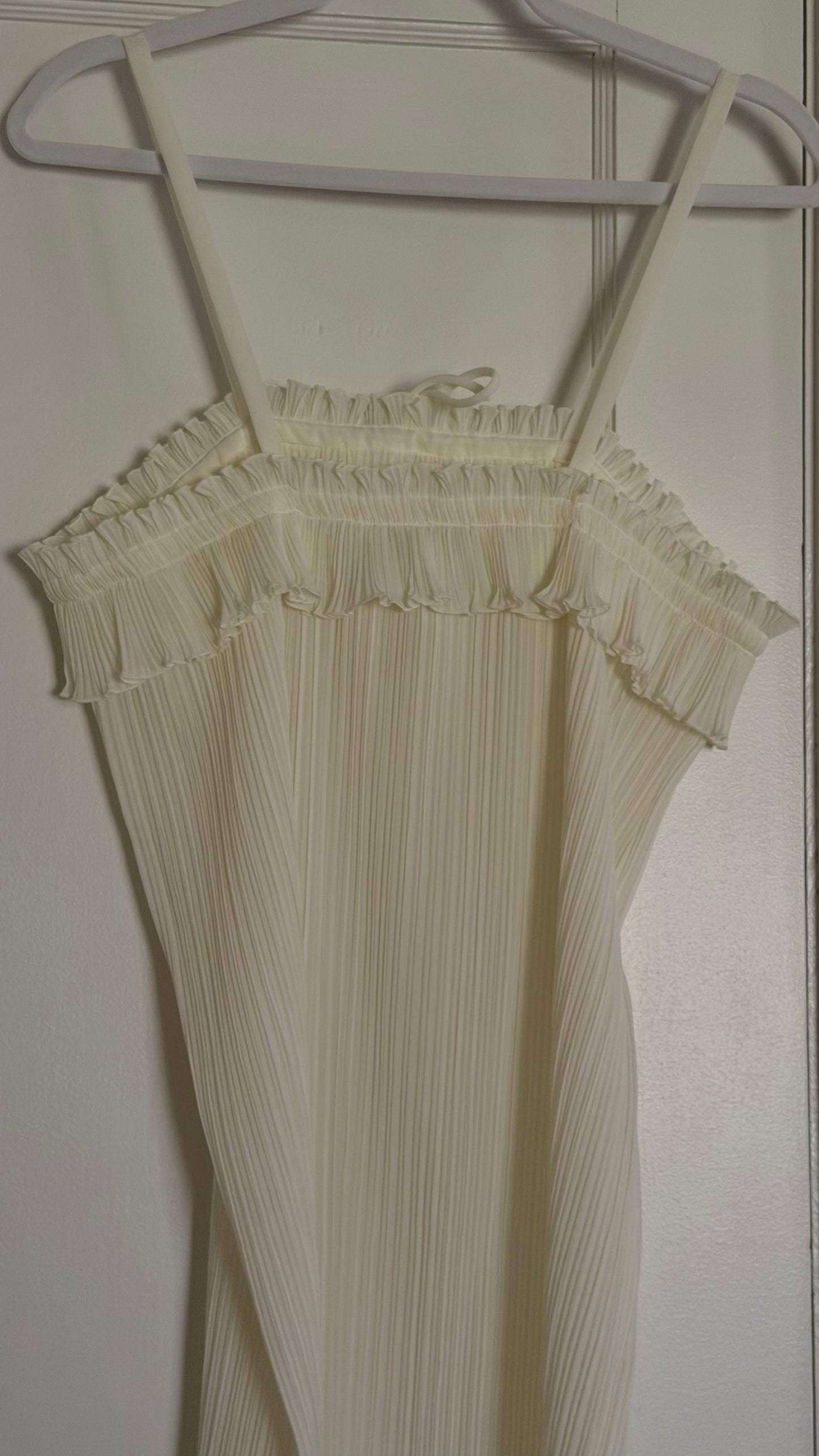 Rare Pleated Ivory Maxi Slip
