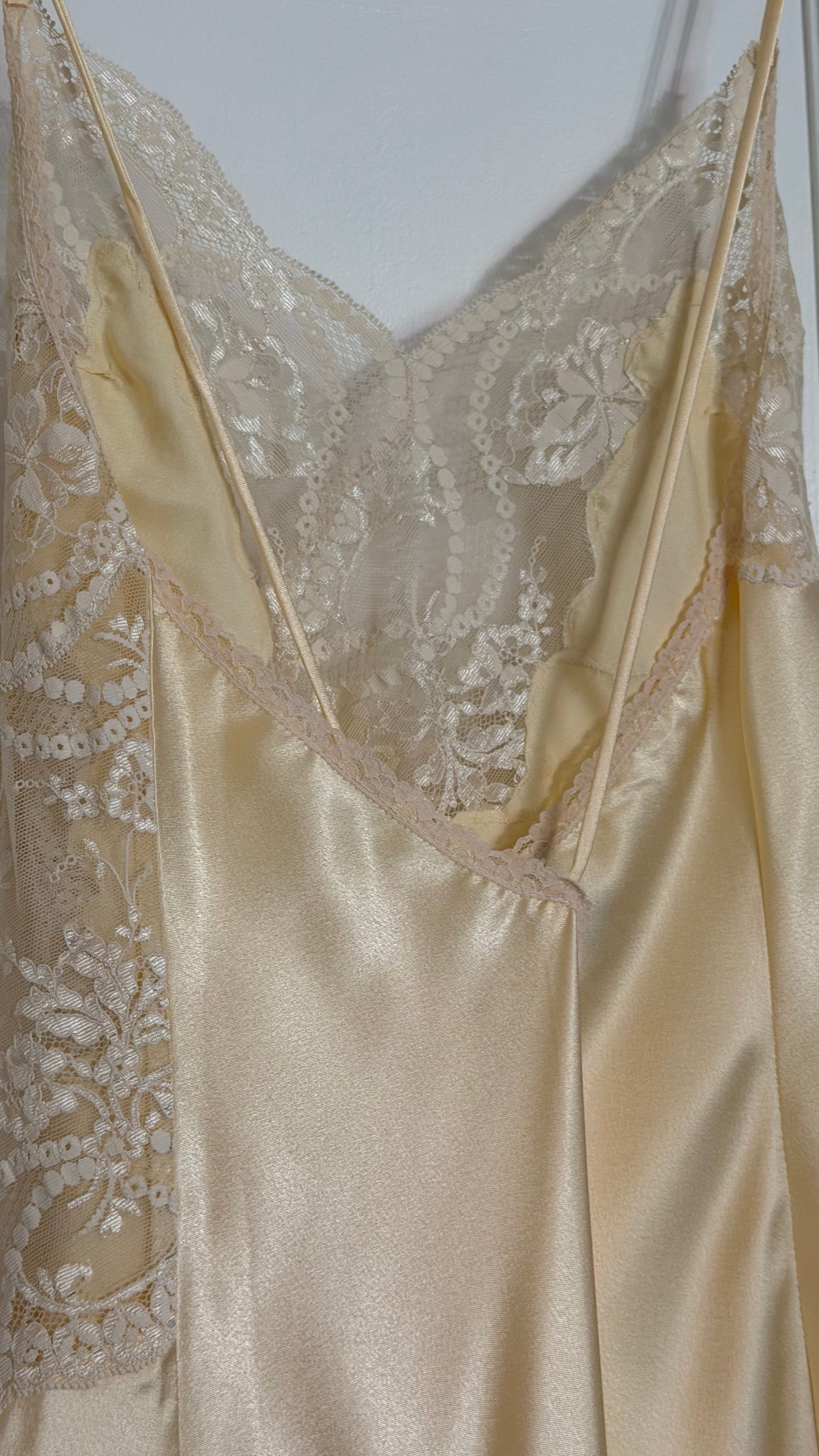 Rare Butter Yellow Lace Backless Slip Dress
