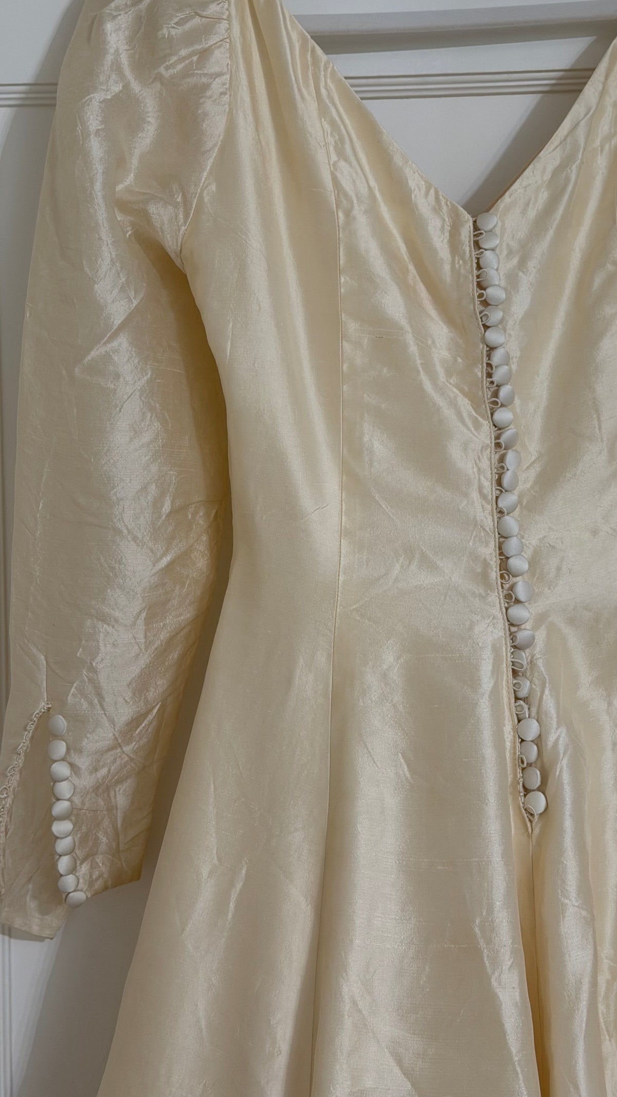 Rare All Silk 1956 Wedding Gown with Matching Custom Collar