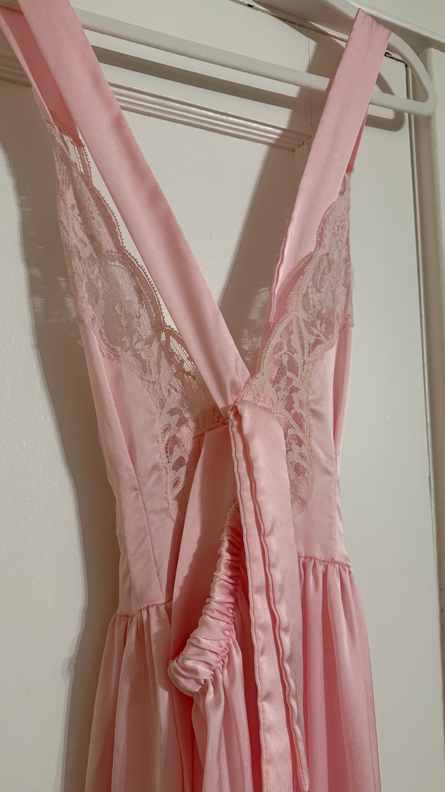 Pink Bow Detail Cross-Back Maxi Slip