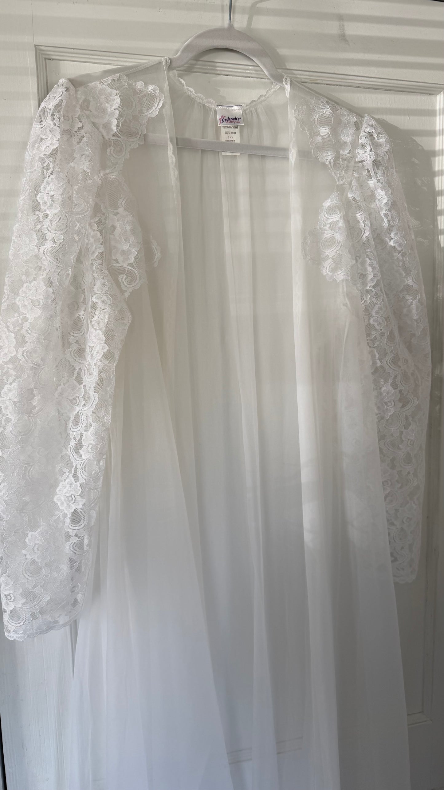 Rare Sheer Lace Longsleeve Peignoir Set