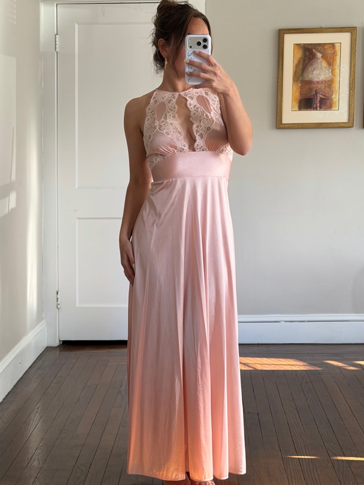 Rare Pink Lily of France Lace Cutout Slip