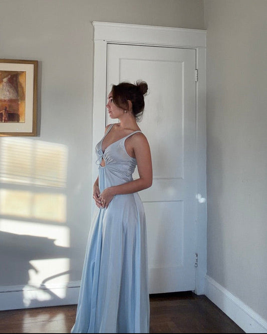 Olga Sky Blue Keyhole Slip Dress