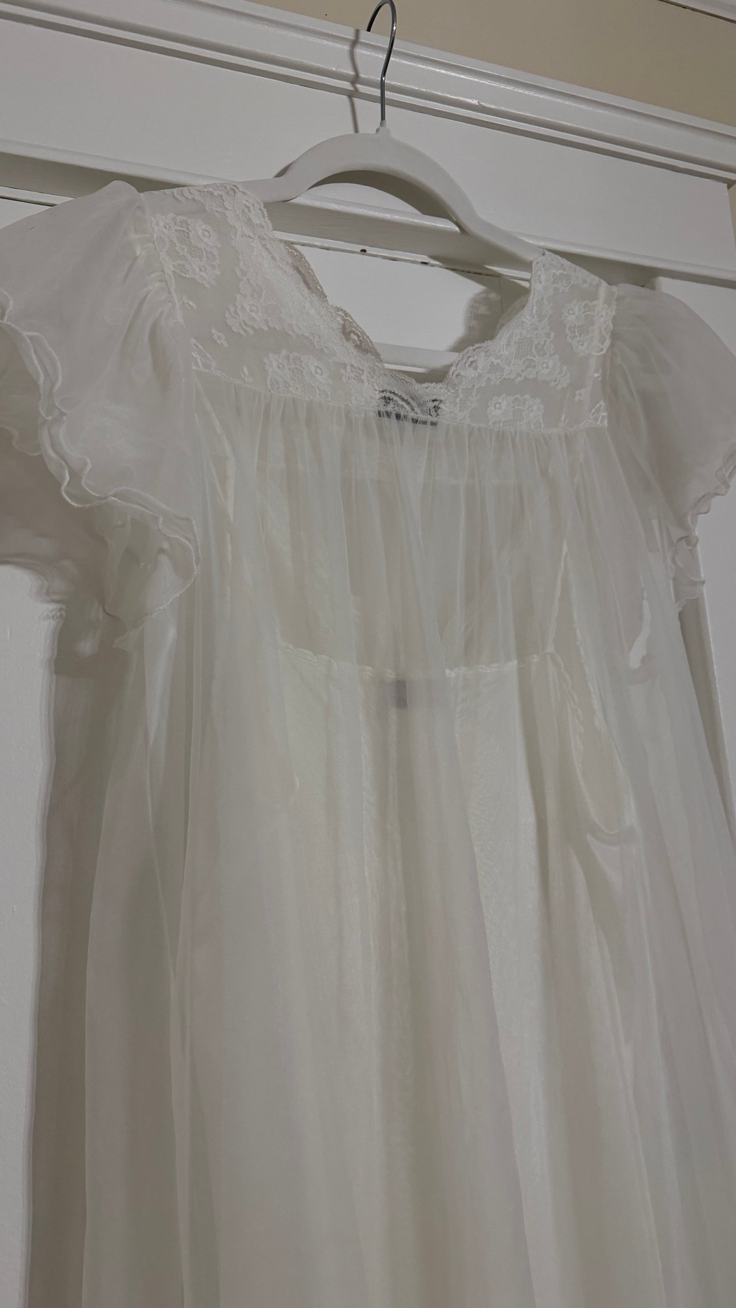 Tie-Back Slip & Chiffon Overlay Peignoir Set