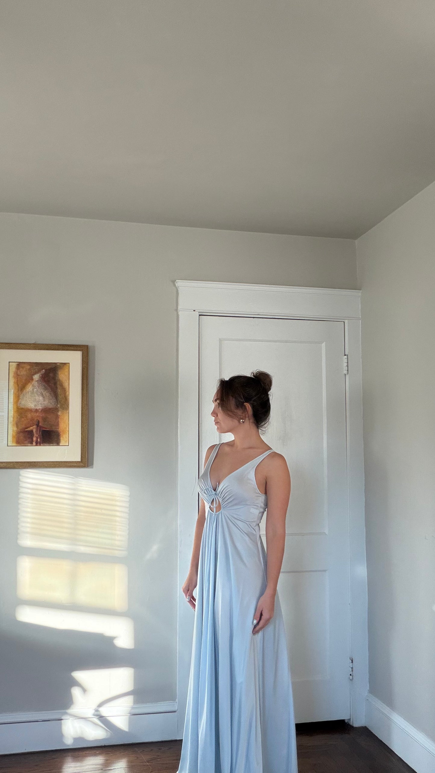 Olga Sky Blue Keyhole Slip Dress