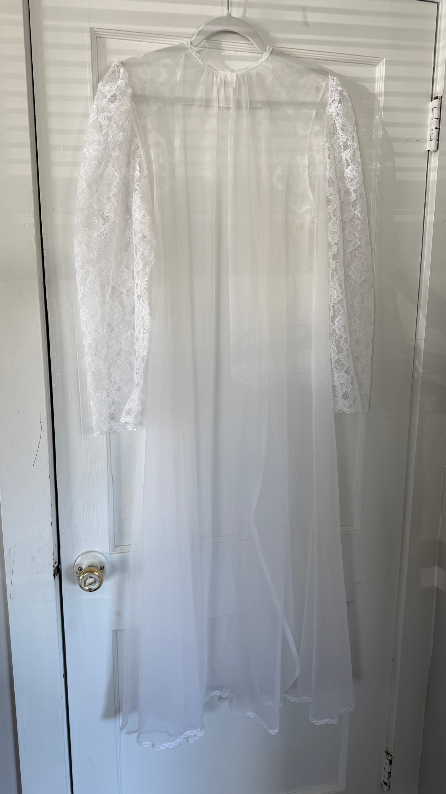 Rare Sheer Lace Longsleeve Peignoir Set