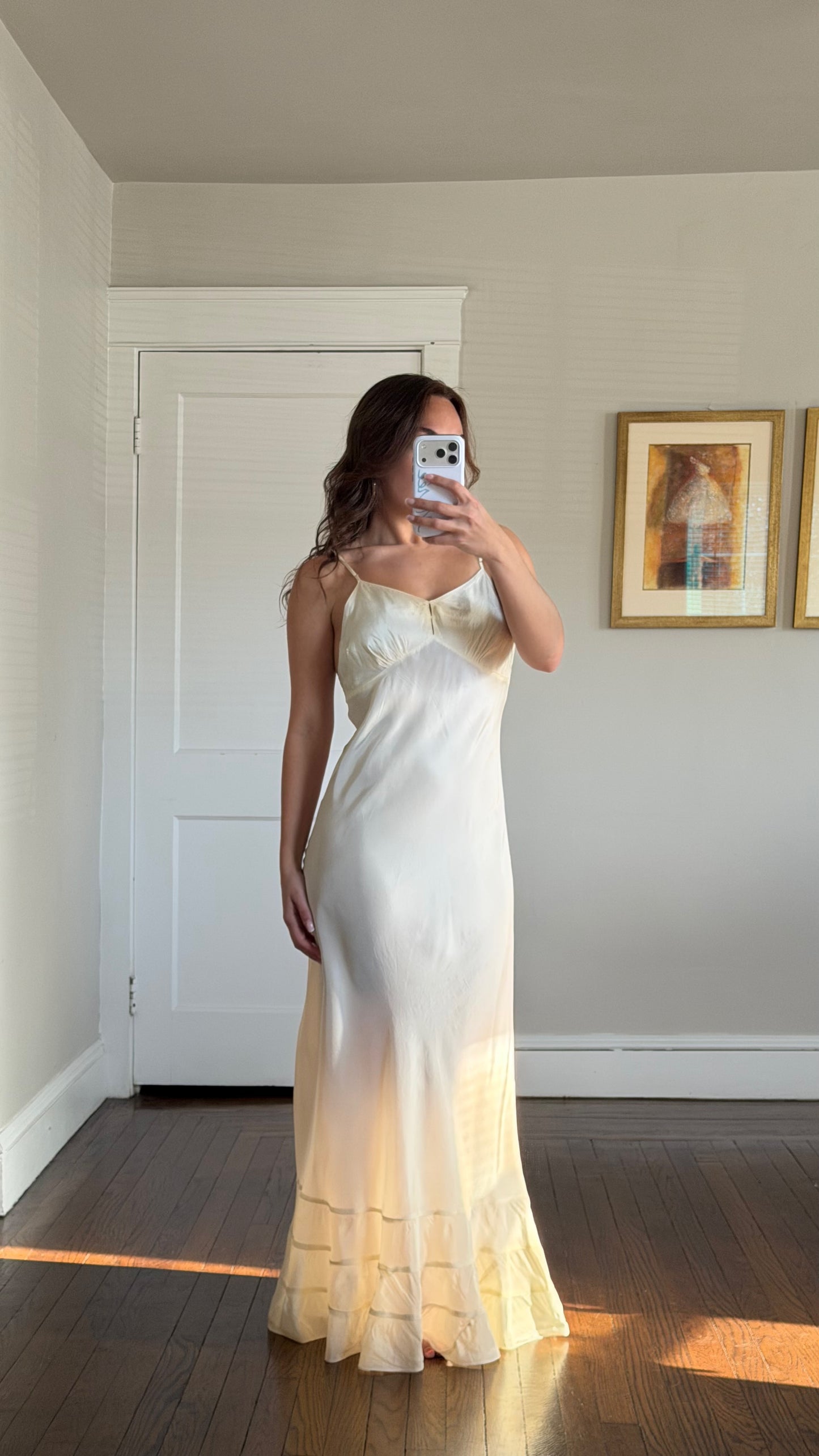 Cream Sheer Lace Overlay Peignoir Set