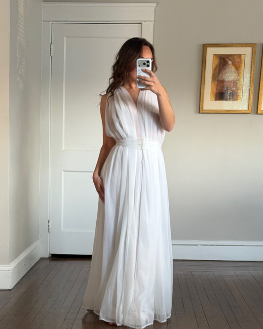 Rare Sheer Chiffon Overlay Gown with Matching Belt