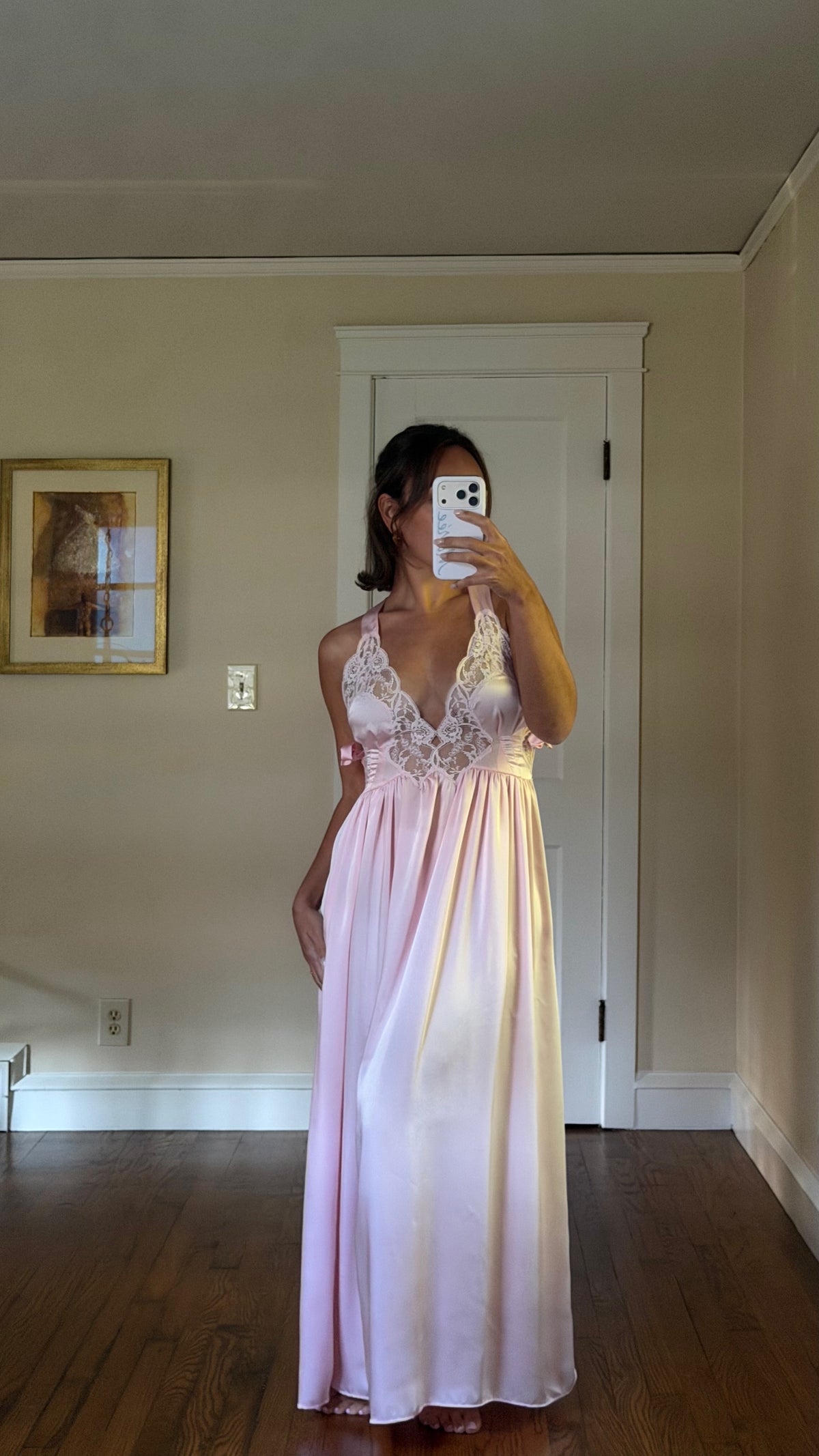 Pink Bow Detail Cross-Back Maxi Slip