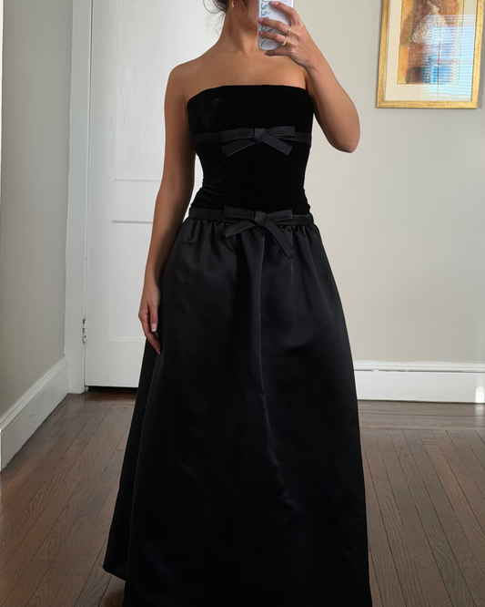 Rare 1950s Drop-Waist Bow-Detail Dress