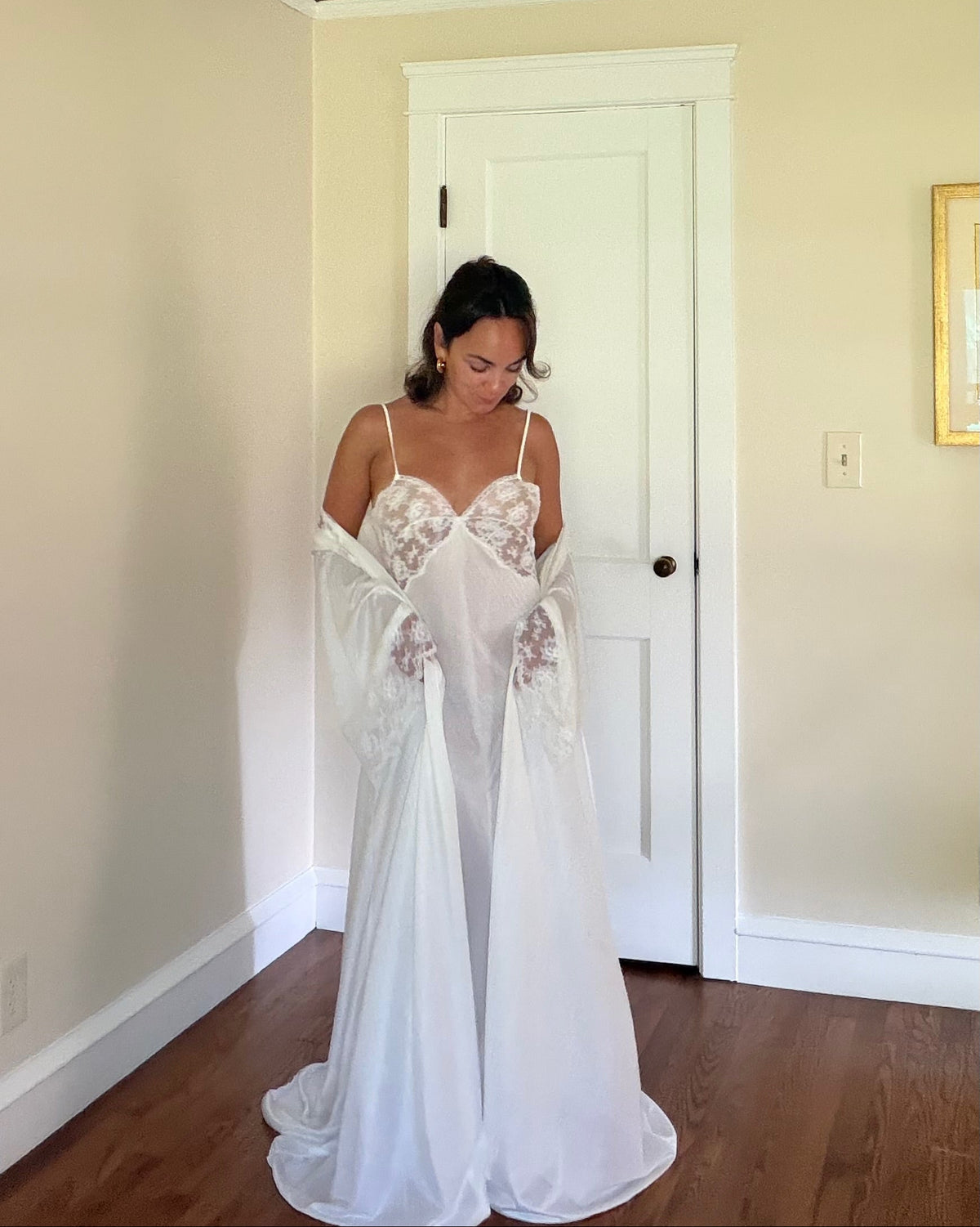 Lace-Detail Peignoir Set