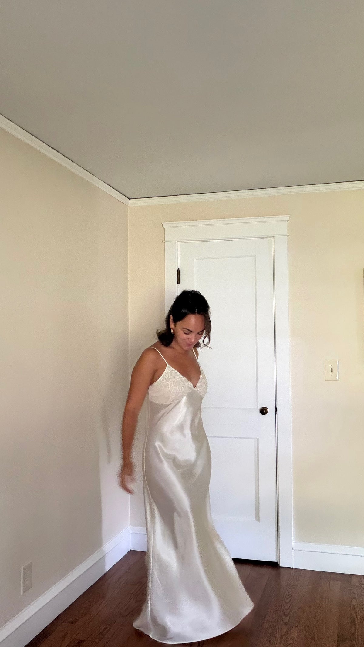 Lace Detail Ivory Slip Dress