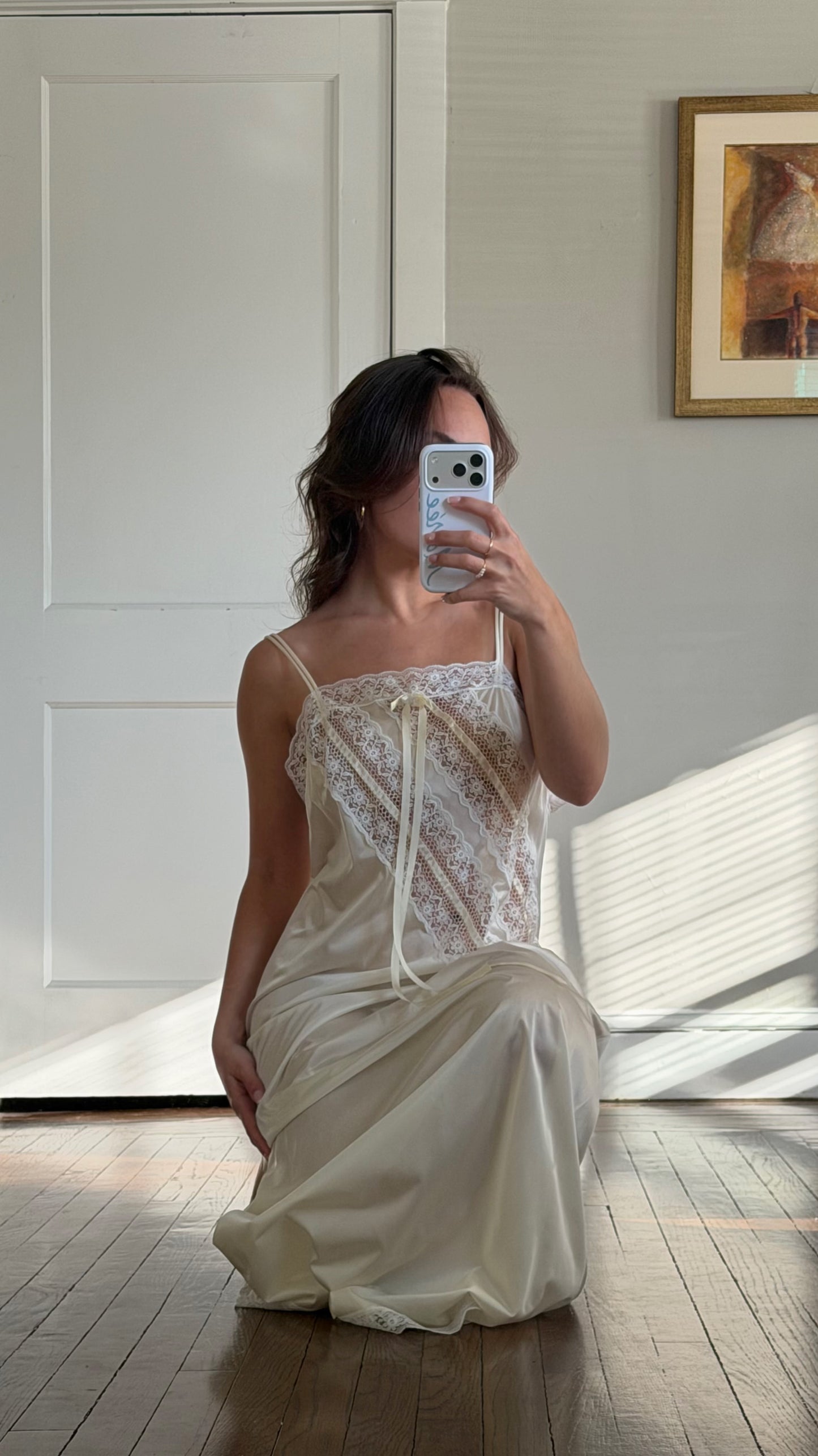 Bow Ribbon & Lace Cream/Ivory Slip