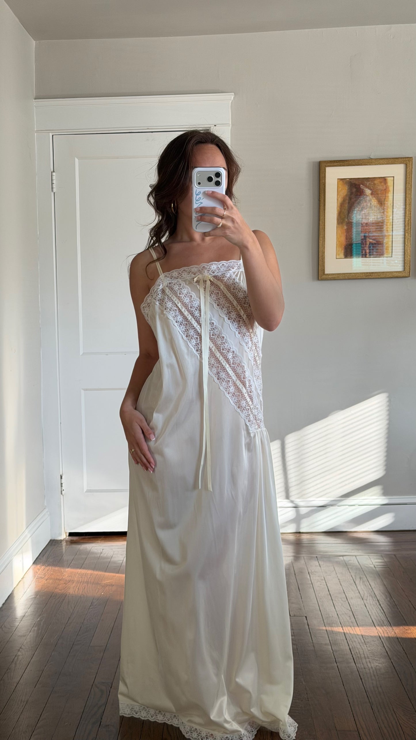 Bow Ribbon & Lace Cream/Ivory Slip