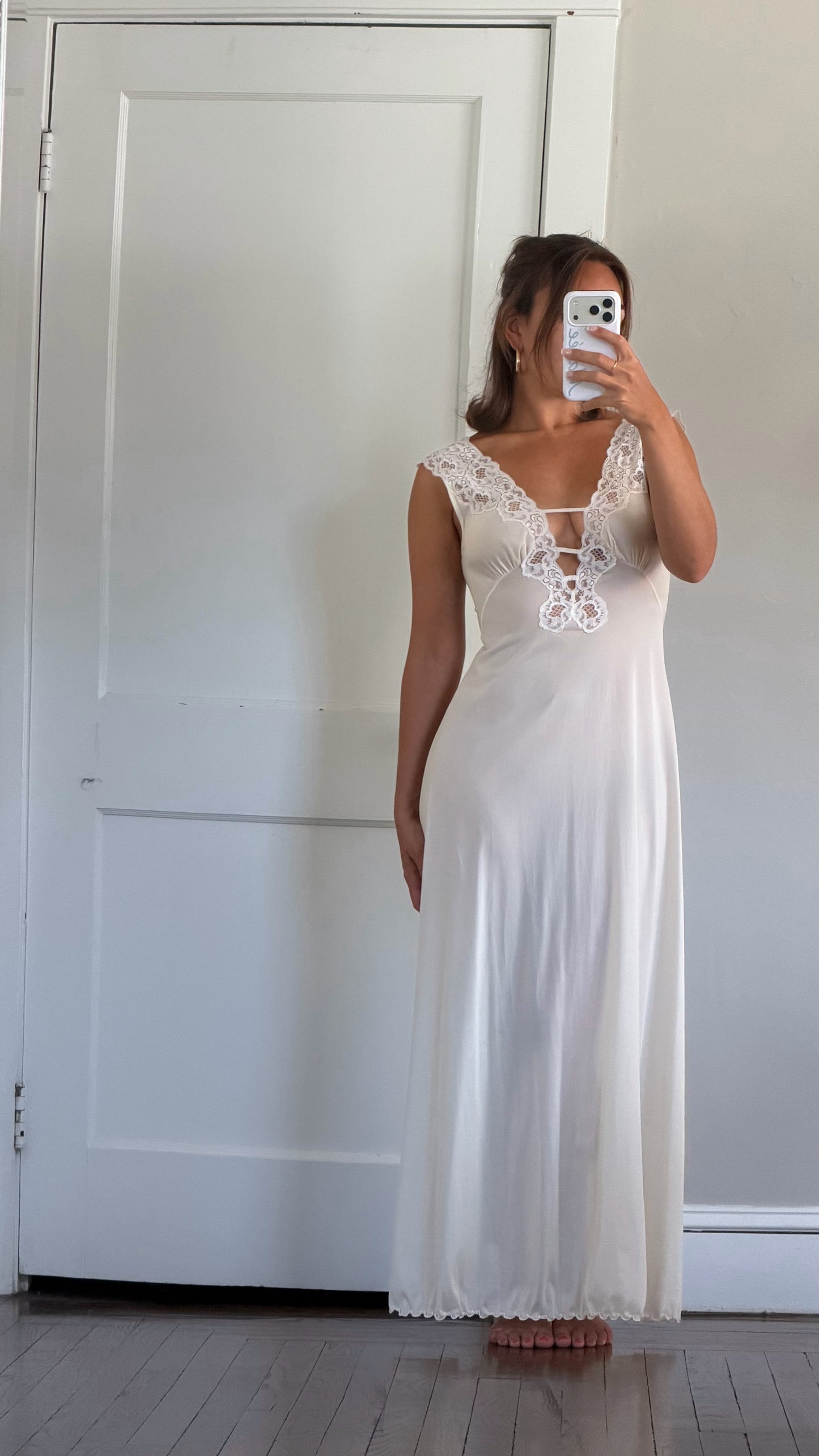 Rare New Zealand-Made Lace-Detail Plunge Slip