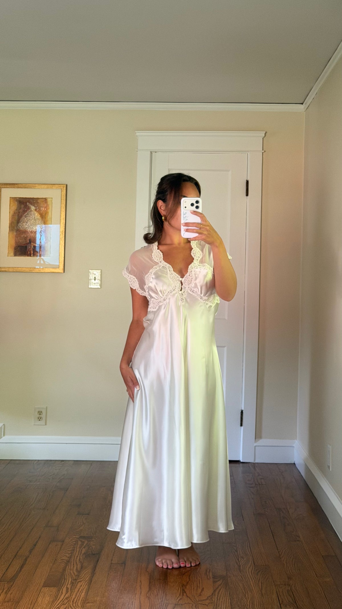 Ivory Satin & Sheer Back Slip