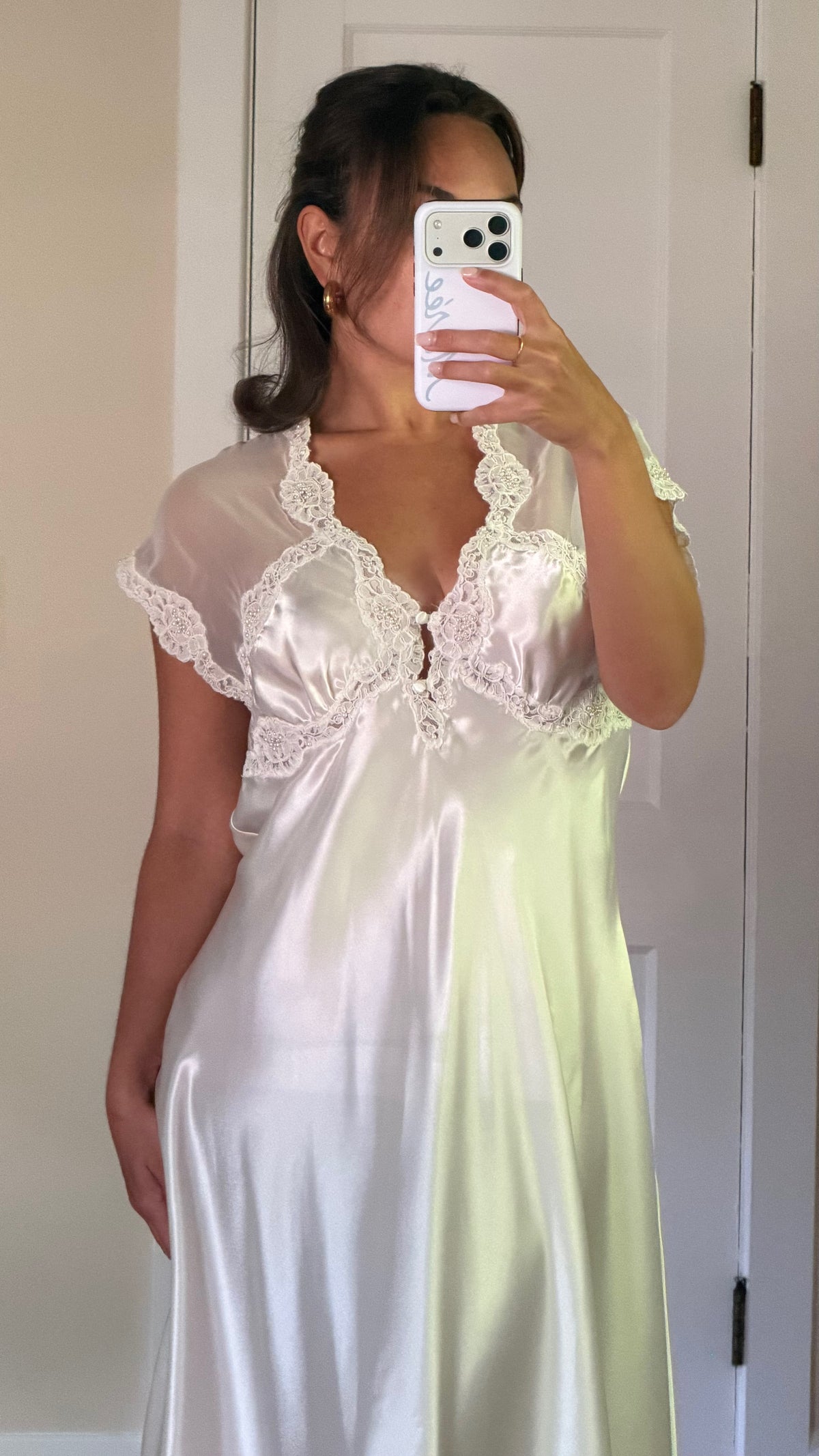 Ivory Satin & Sheer Back Slip