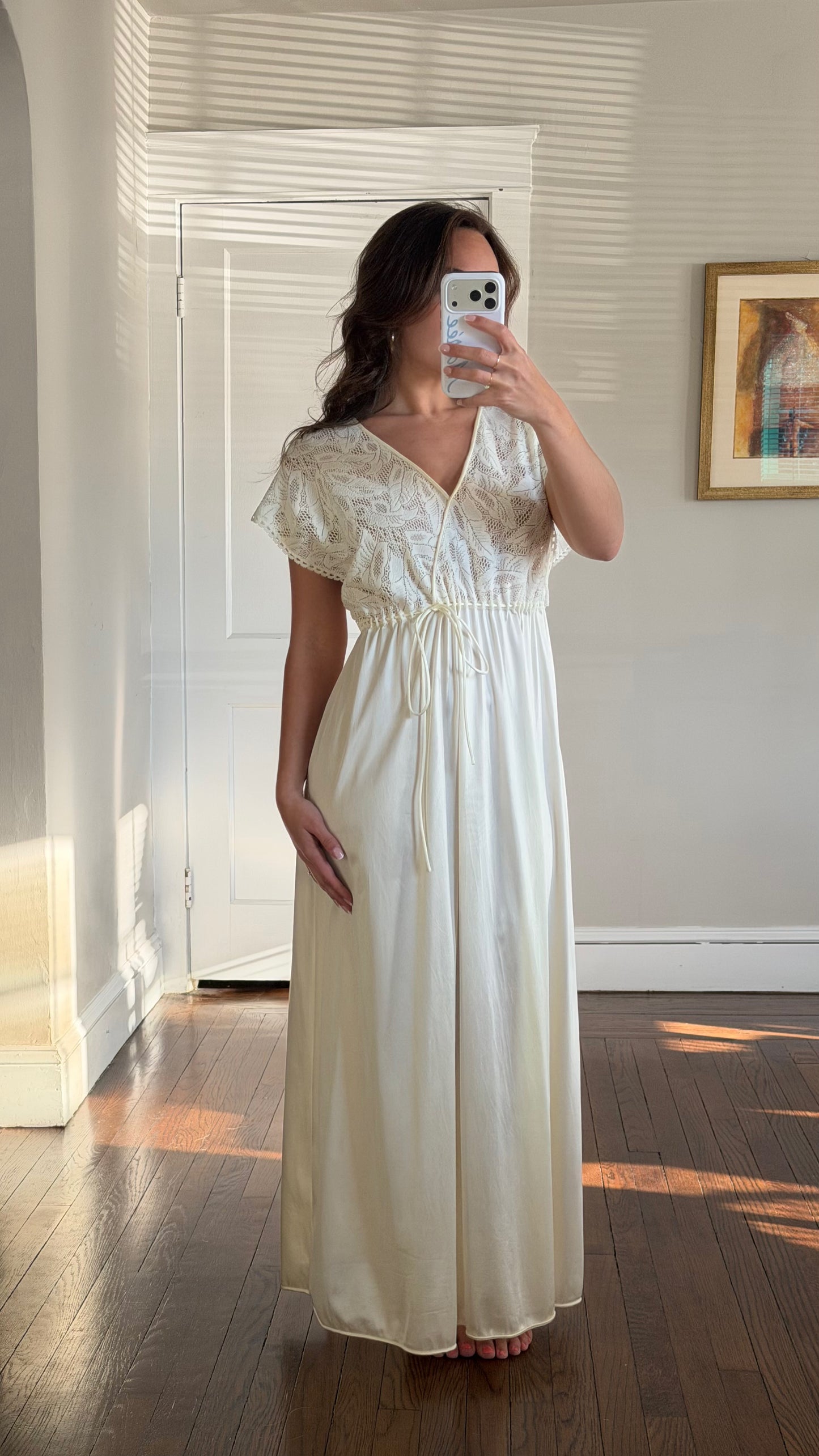 Tie-Waist Cream Slip