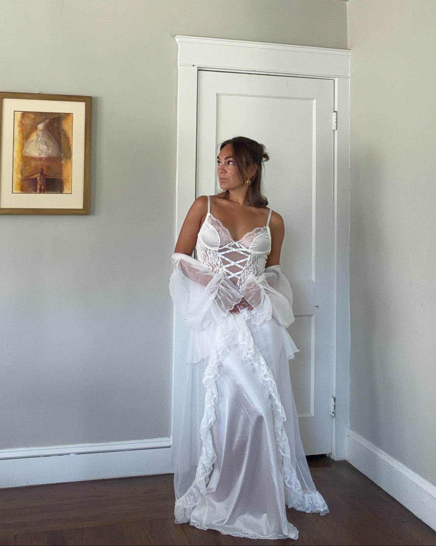 Three-Piece Ruffle and Ribbon Bridal Set