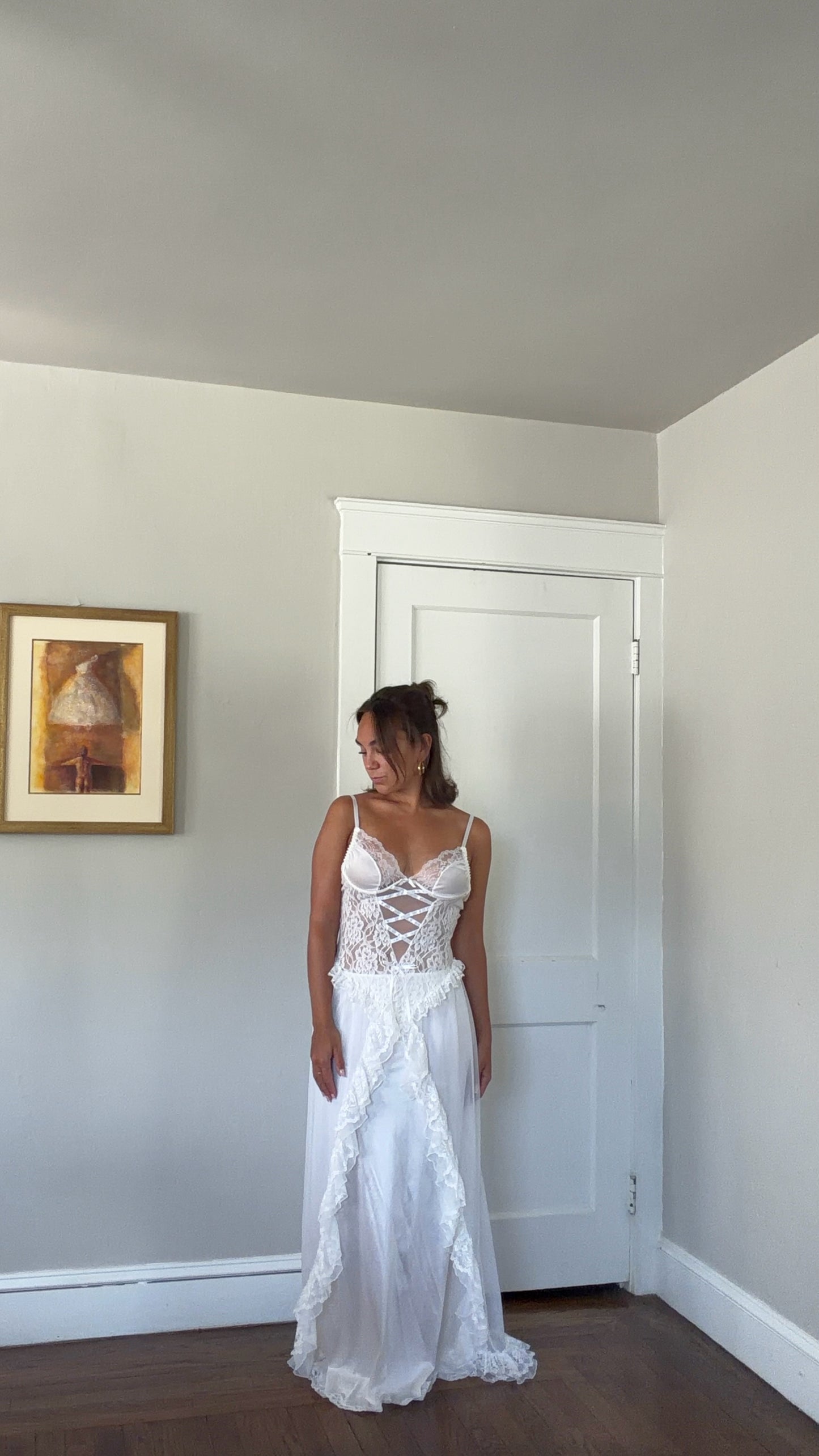 Three-Piece Ruffle and Ribbon Bridal Set