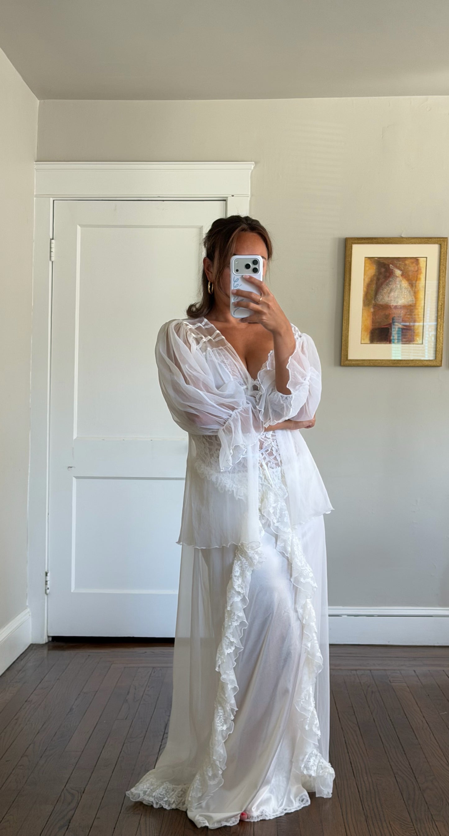 Three-Piece Ruffle and Ribbon Bridal Set