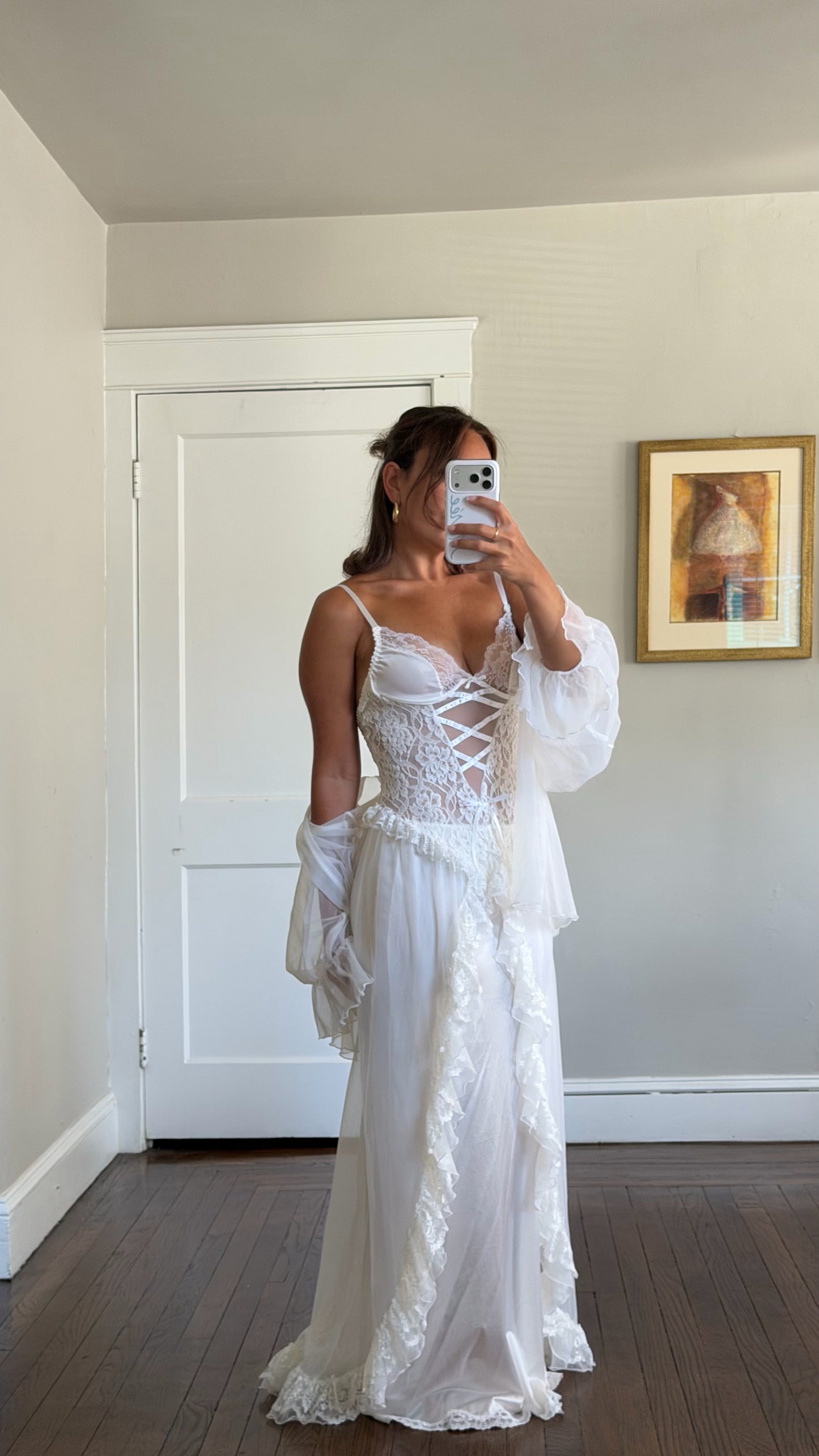 Three-Piece Ruffle and Ribbon Bridal Set