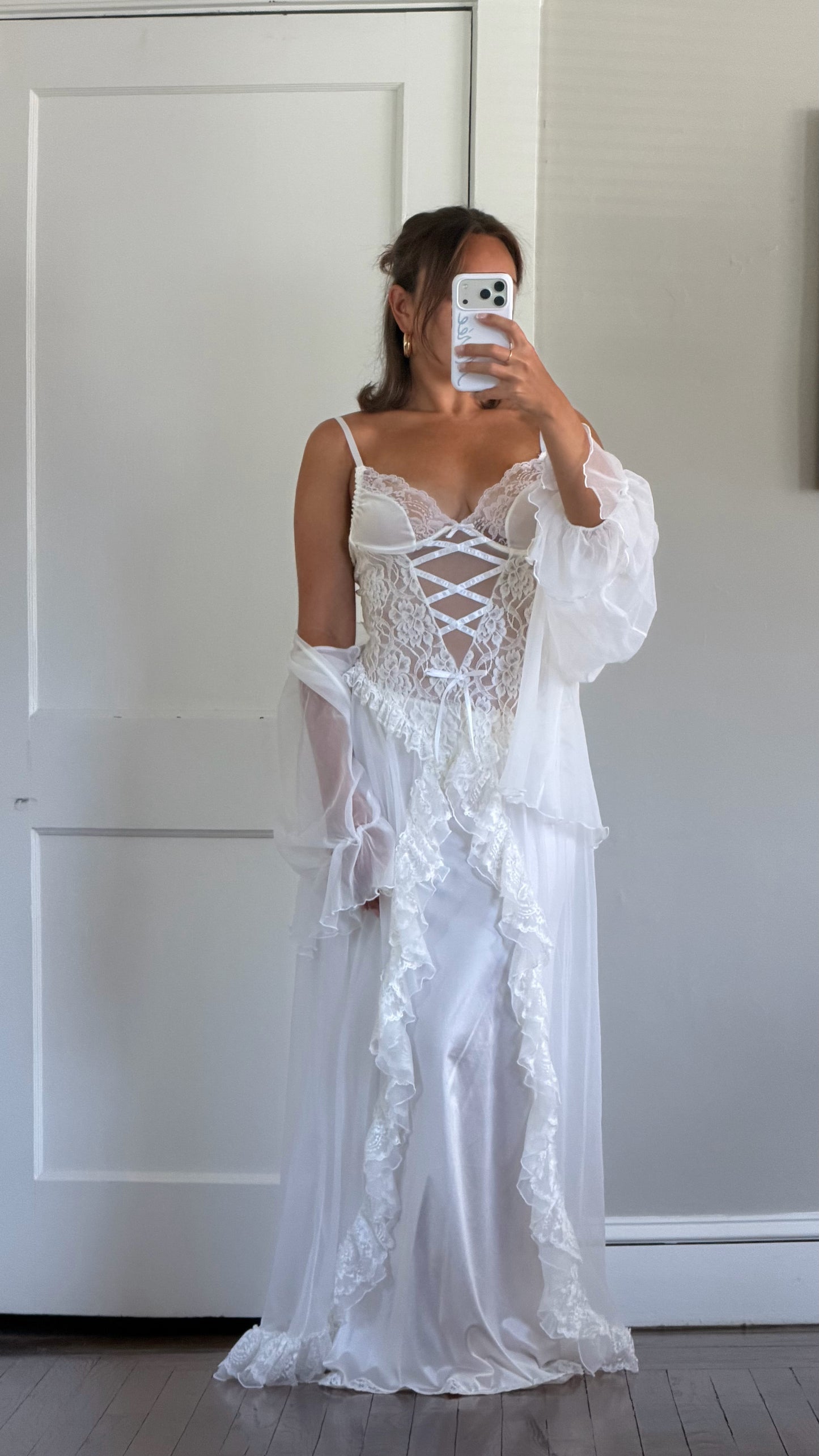 Three-Piece Ruffle and Ribbon Bridal Set