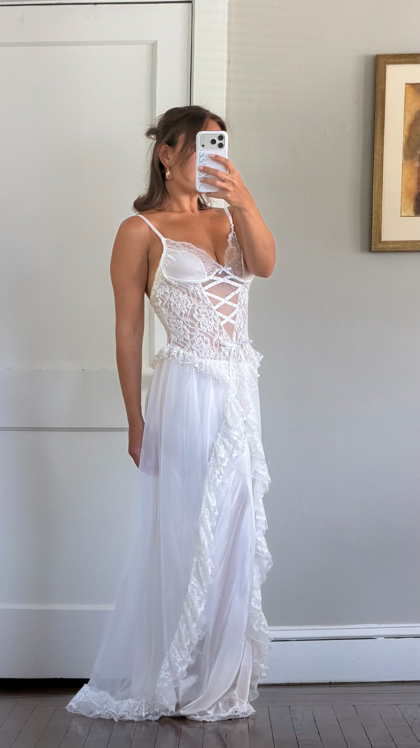 Three-Piece Ruffle and Ribbon Bridal Set