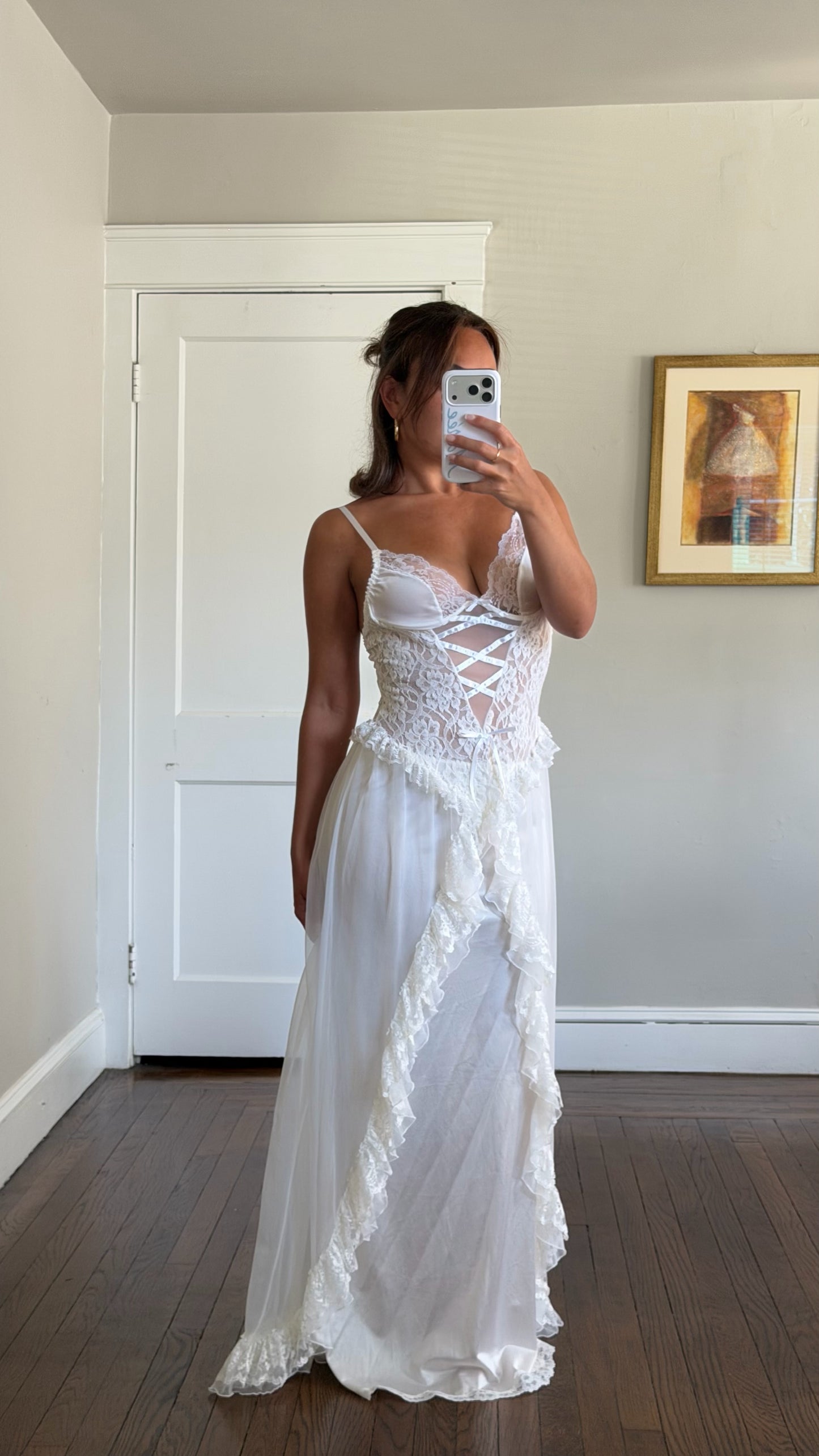 Three-Piece Ruffle and Ribbon Bridal Set