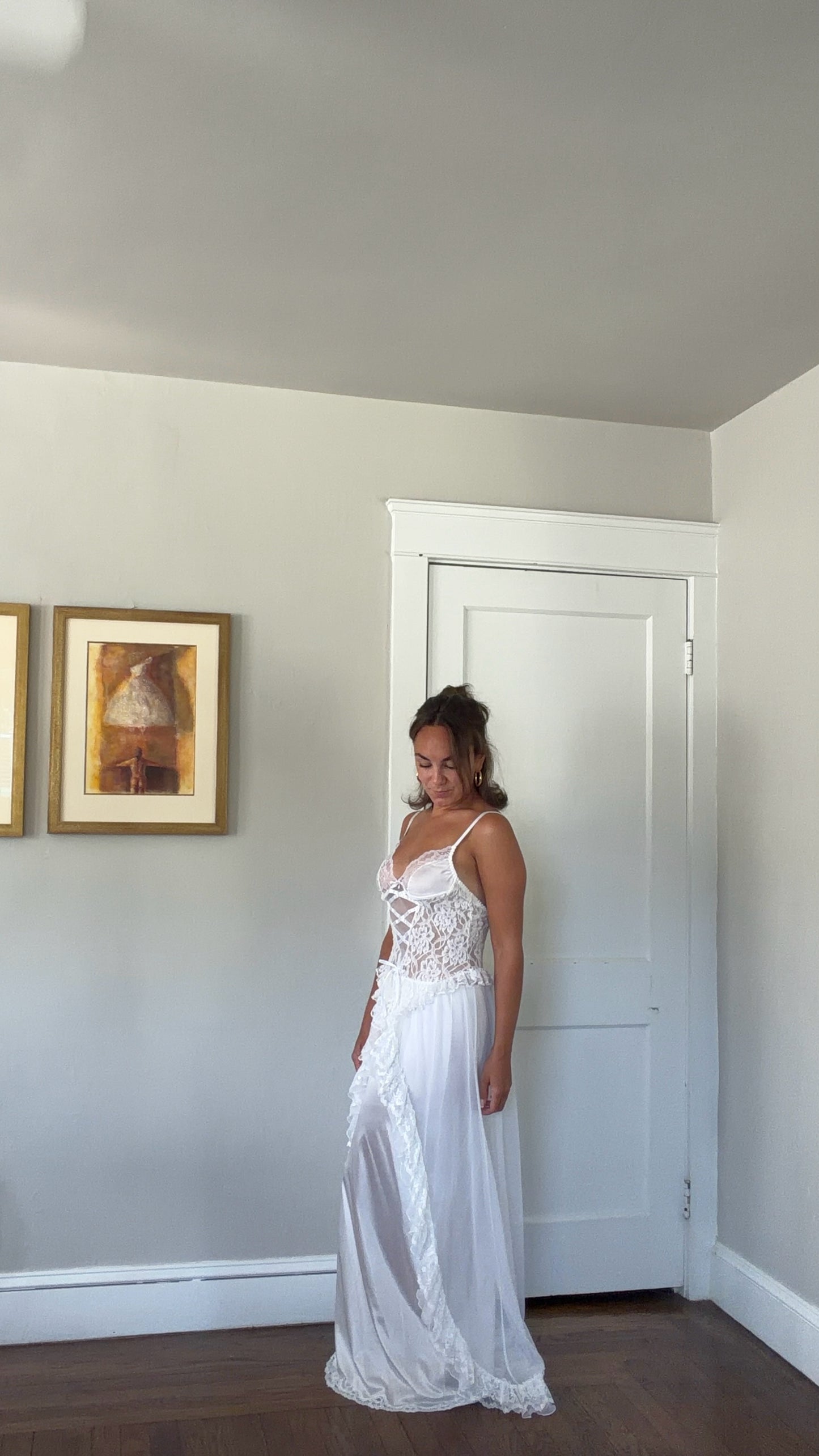 Three-Piece Ruffle and Ribbon Bridal Set