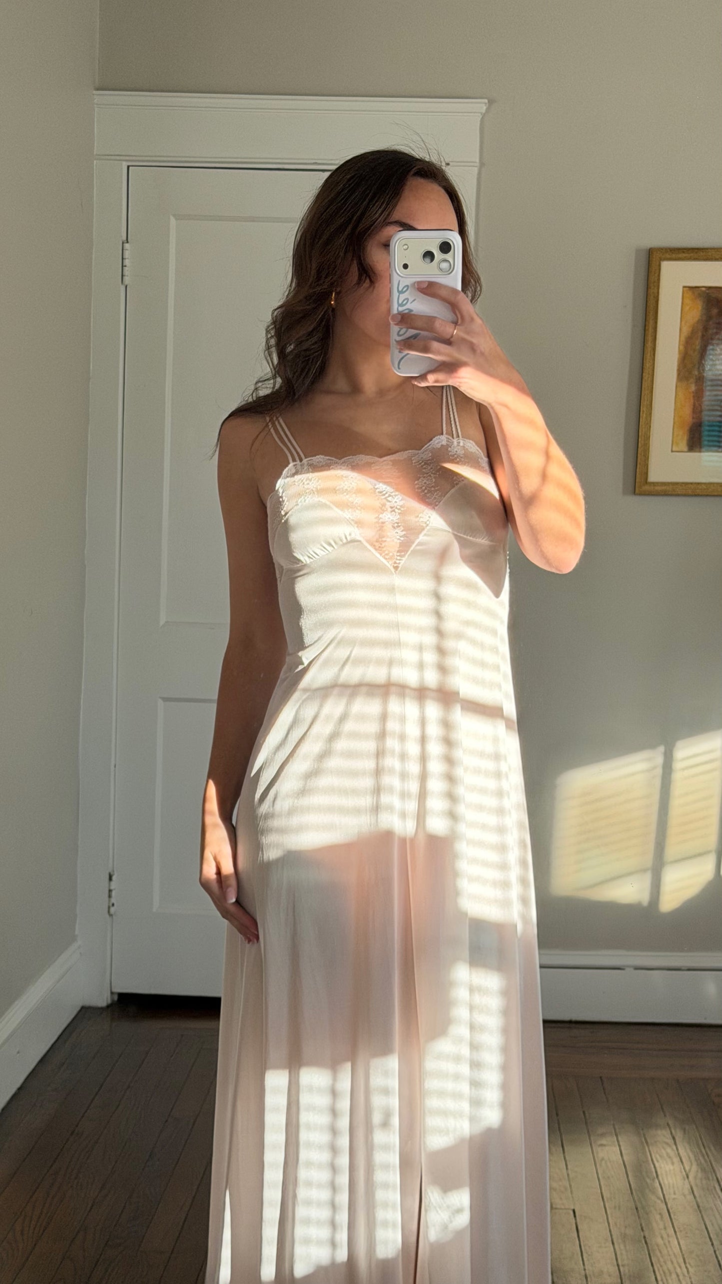 Pale Blush Lace Yolk Slip
