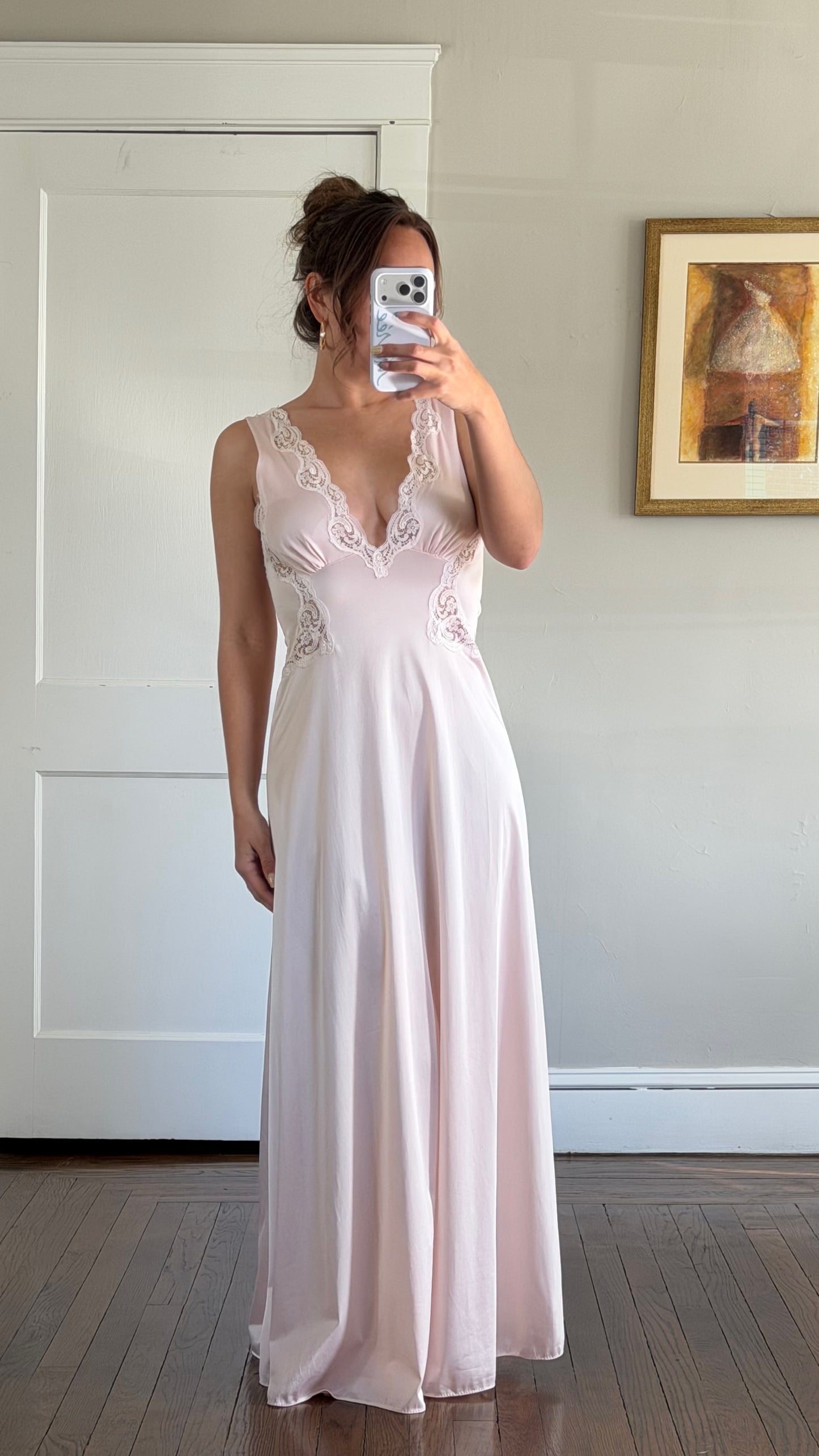 Blush & White Lace Detail Slip