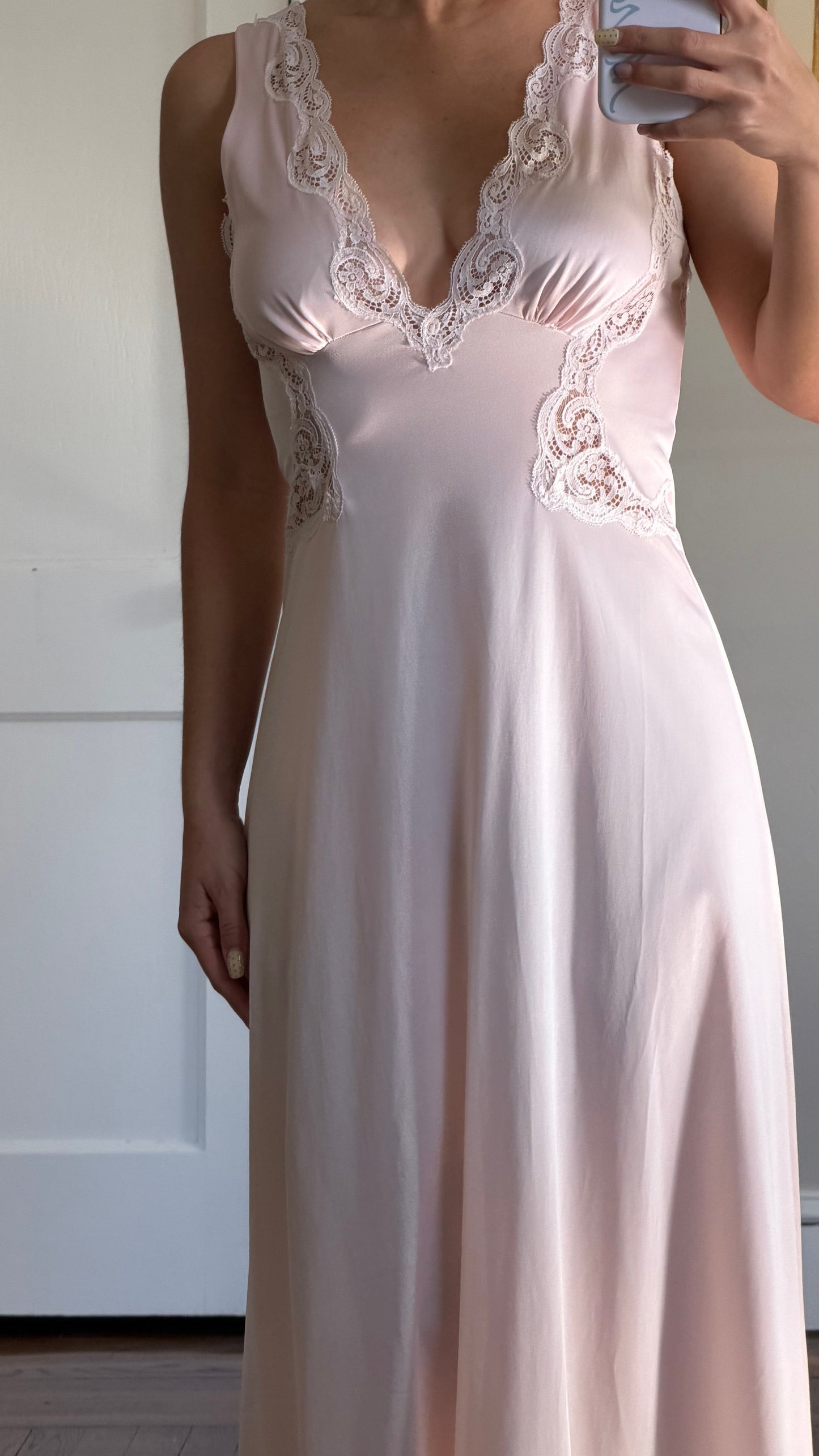 Blush & White Lace Detail Slip