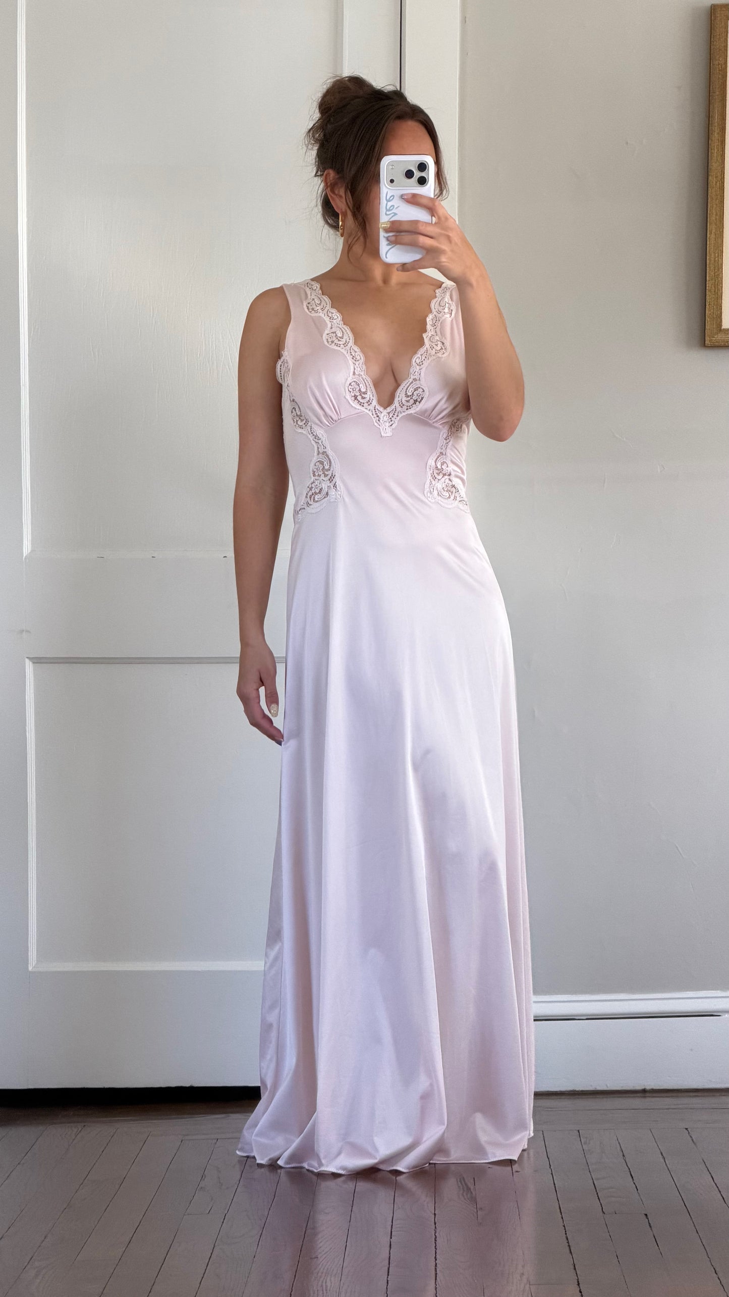Blush & White Lace Detail Slip