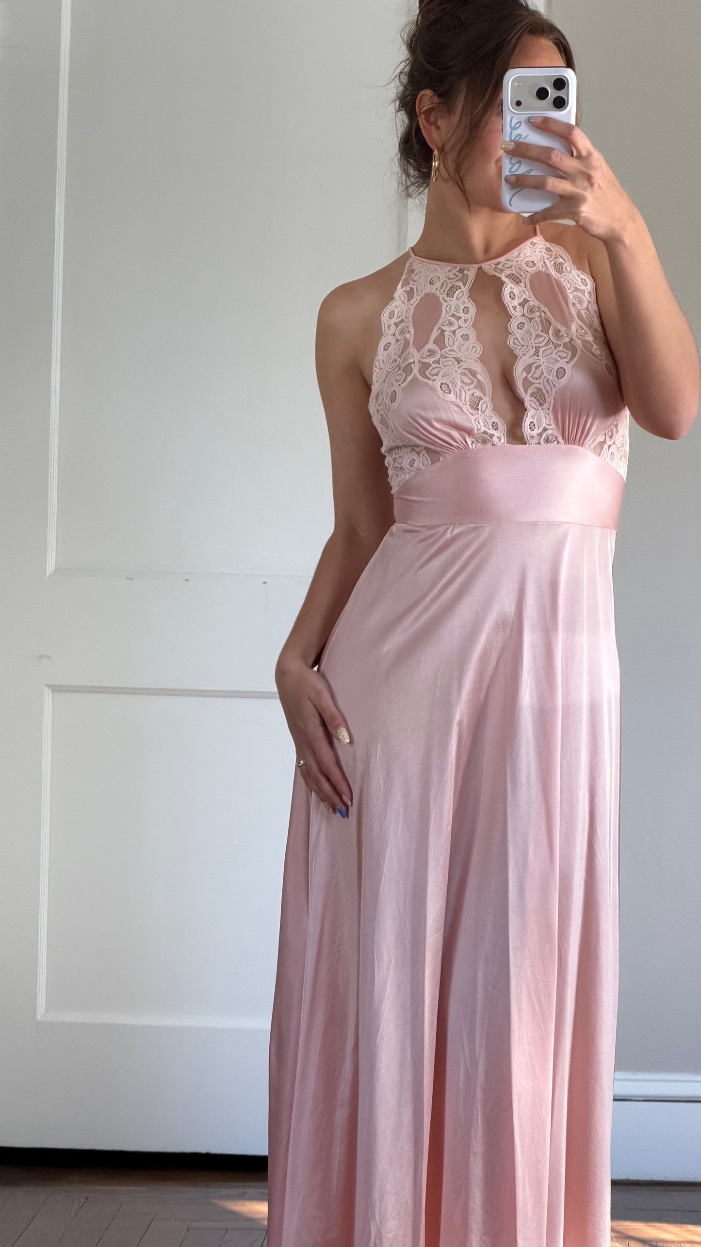 Rare Pink Lily of France Lace Cutout Slip
