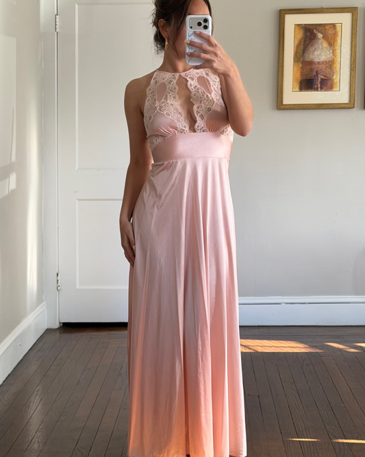 Rare Pink Lily of France Lace Cutout Slip