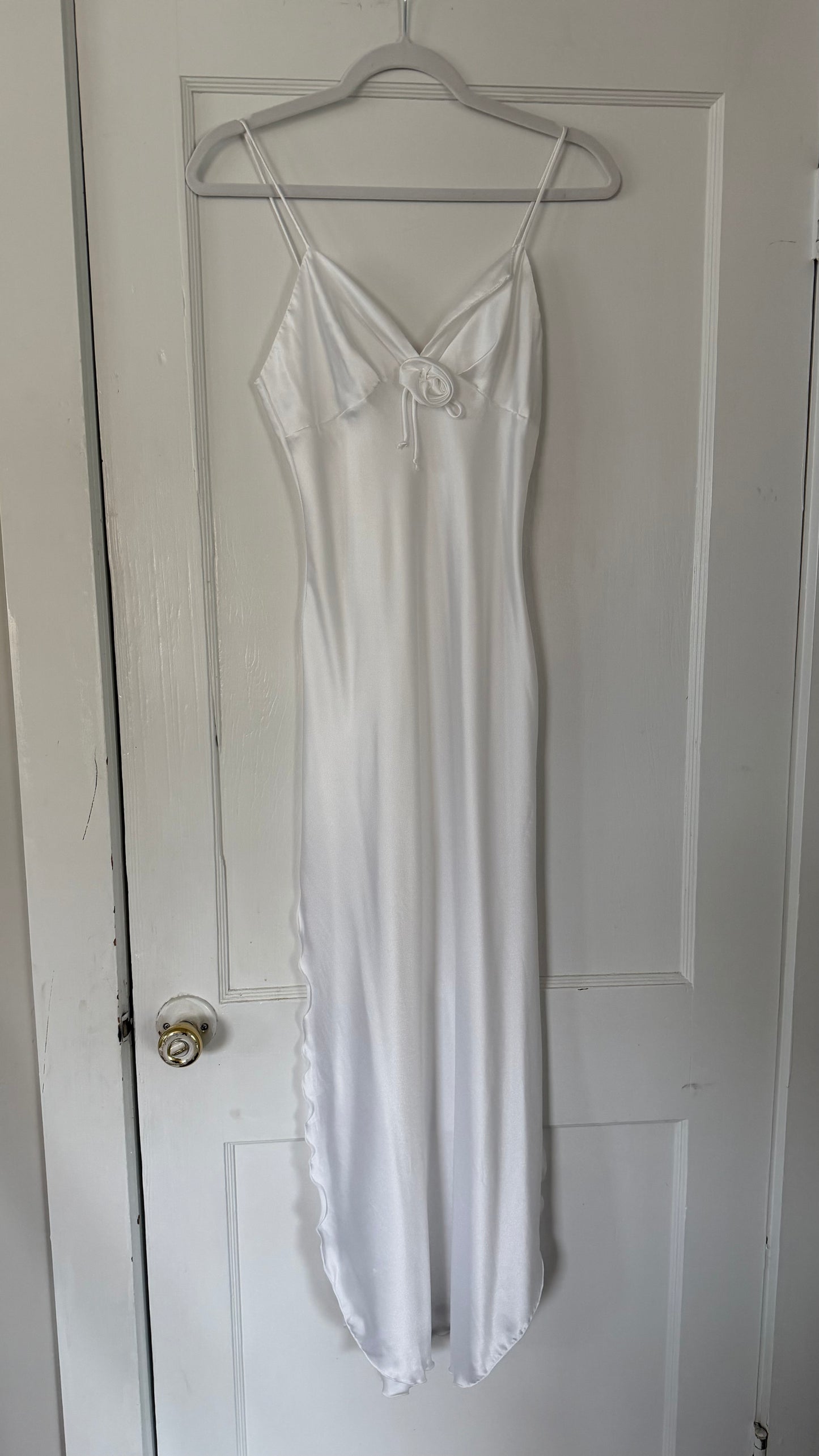 White Slip Dress with Rosette