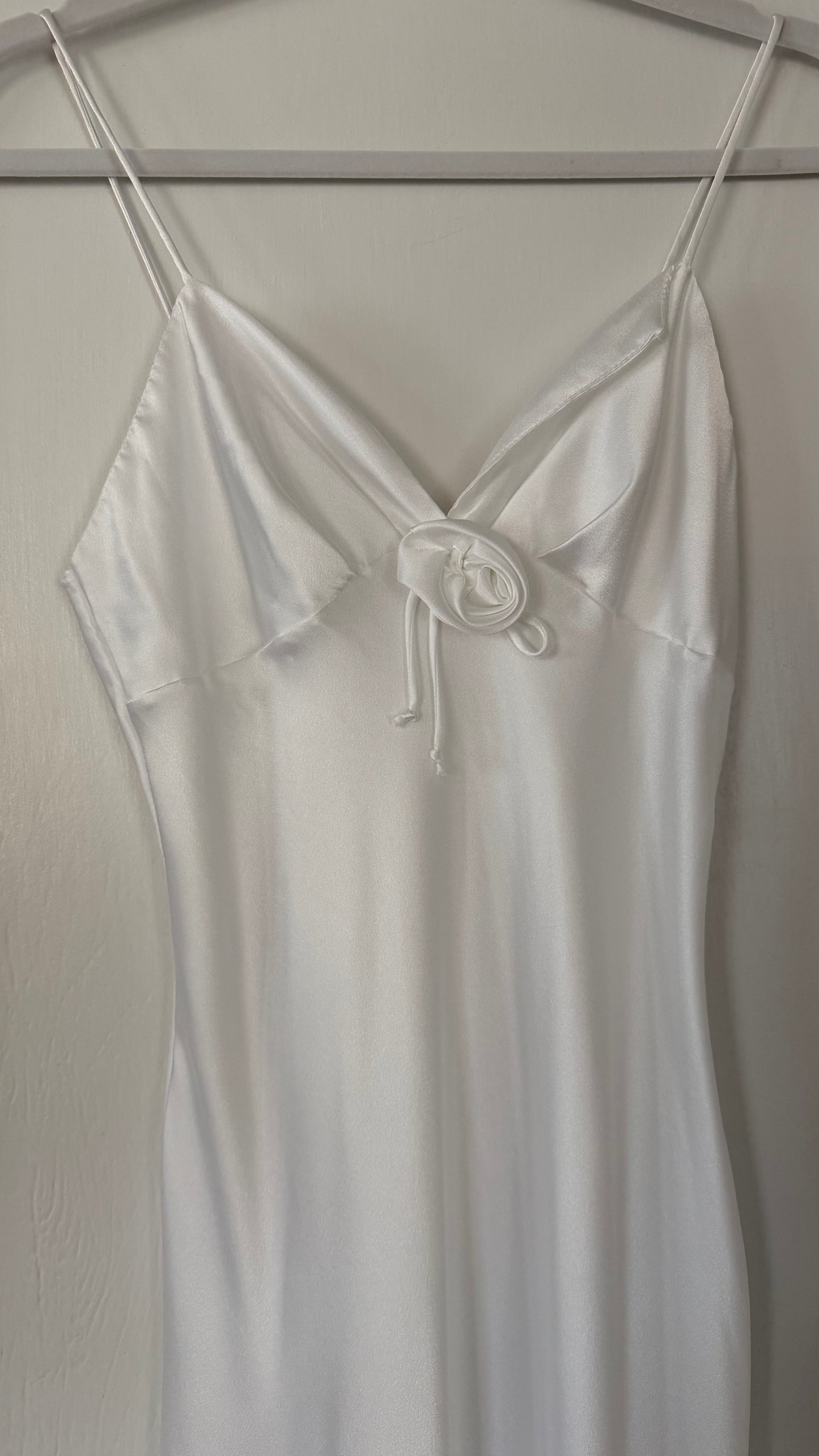 White Slip Dress with Rosette