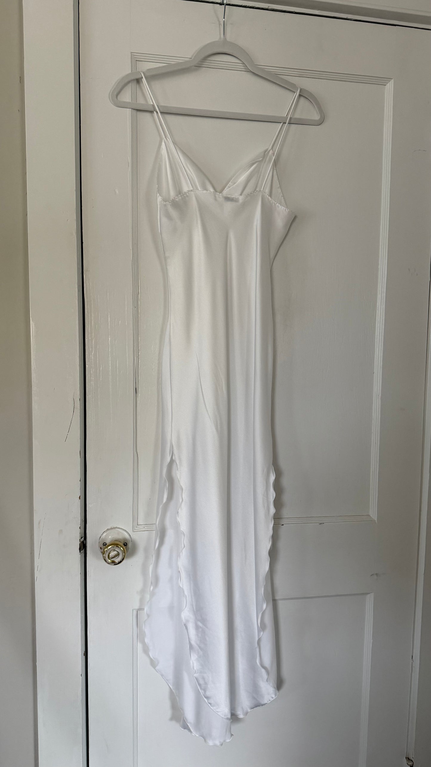 White Slip Dress with Rosette