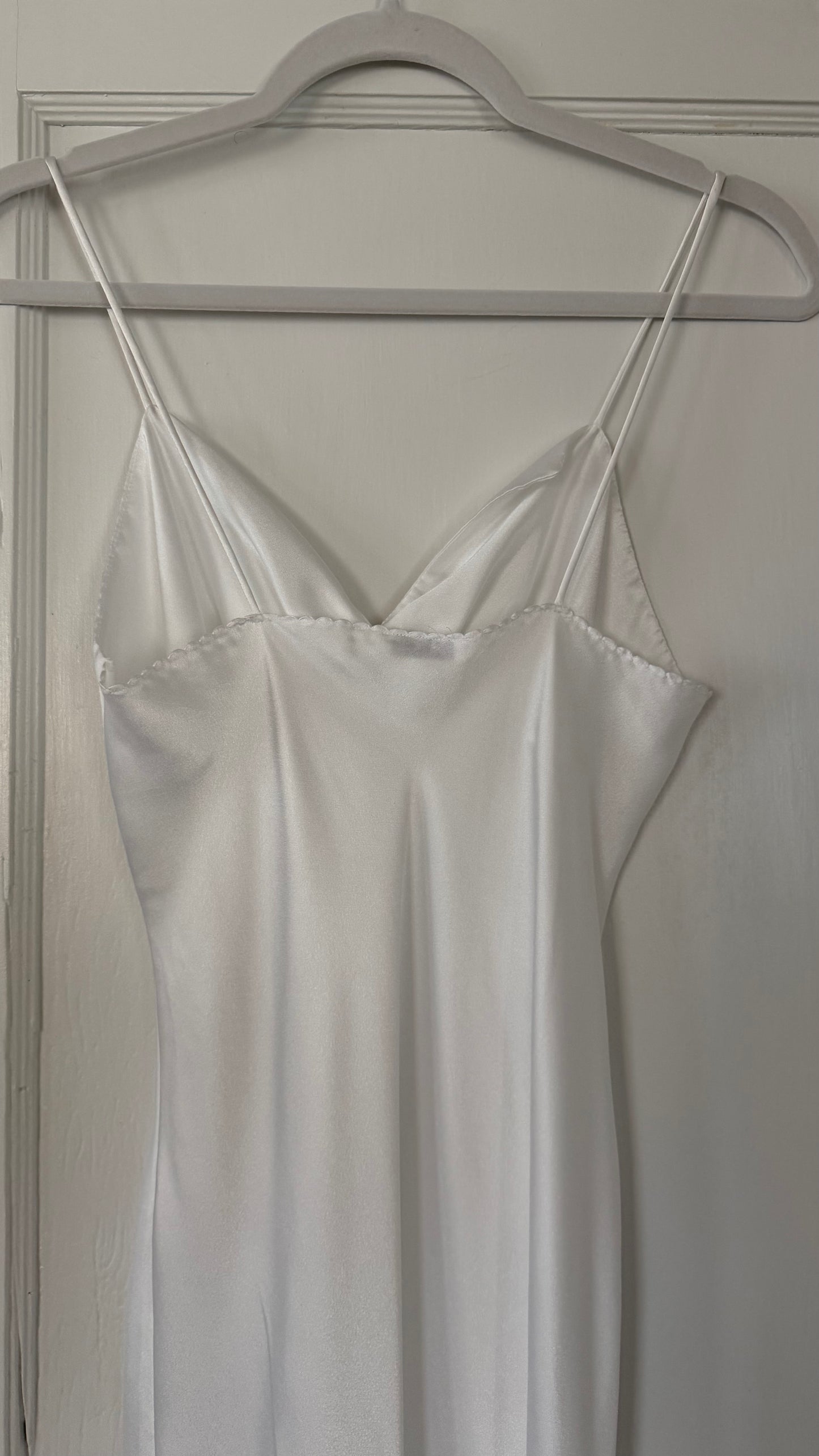 White Slip Dress with Rosette