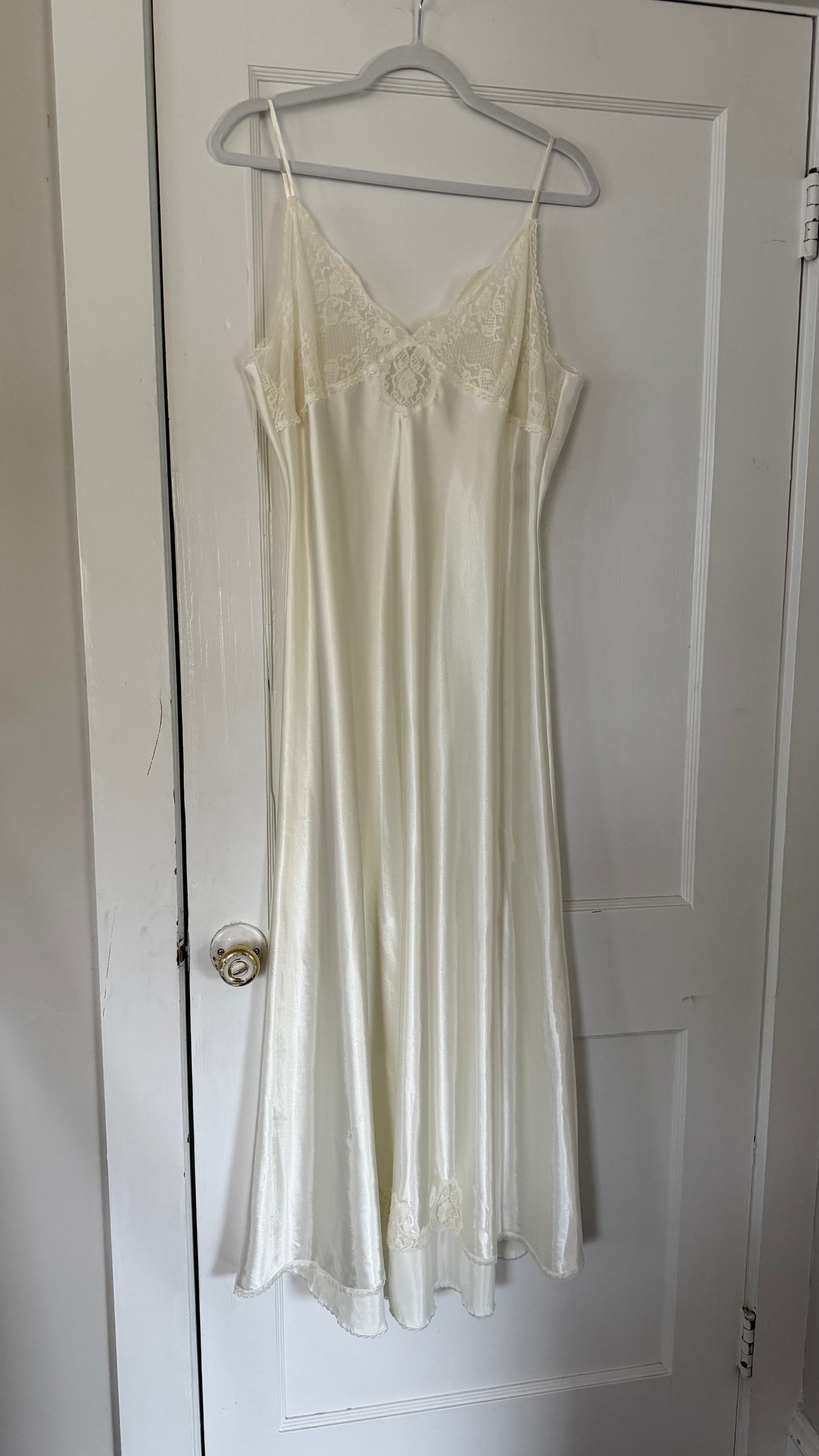 Lace Detail Ivory Slip Dress