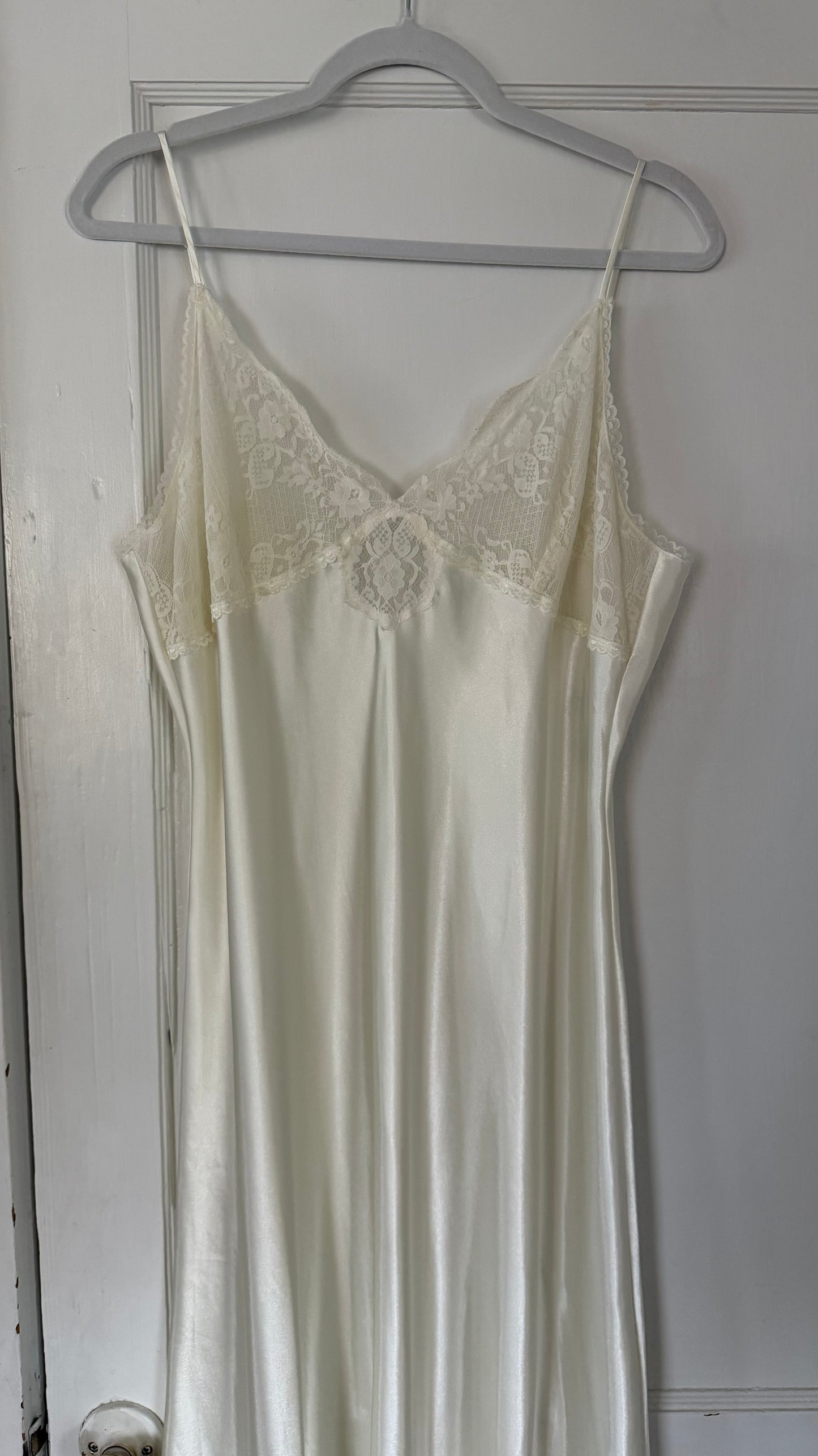 Lace Detail Ivory Slip Dress