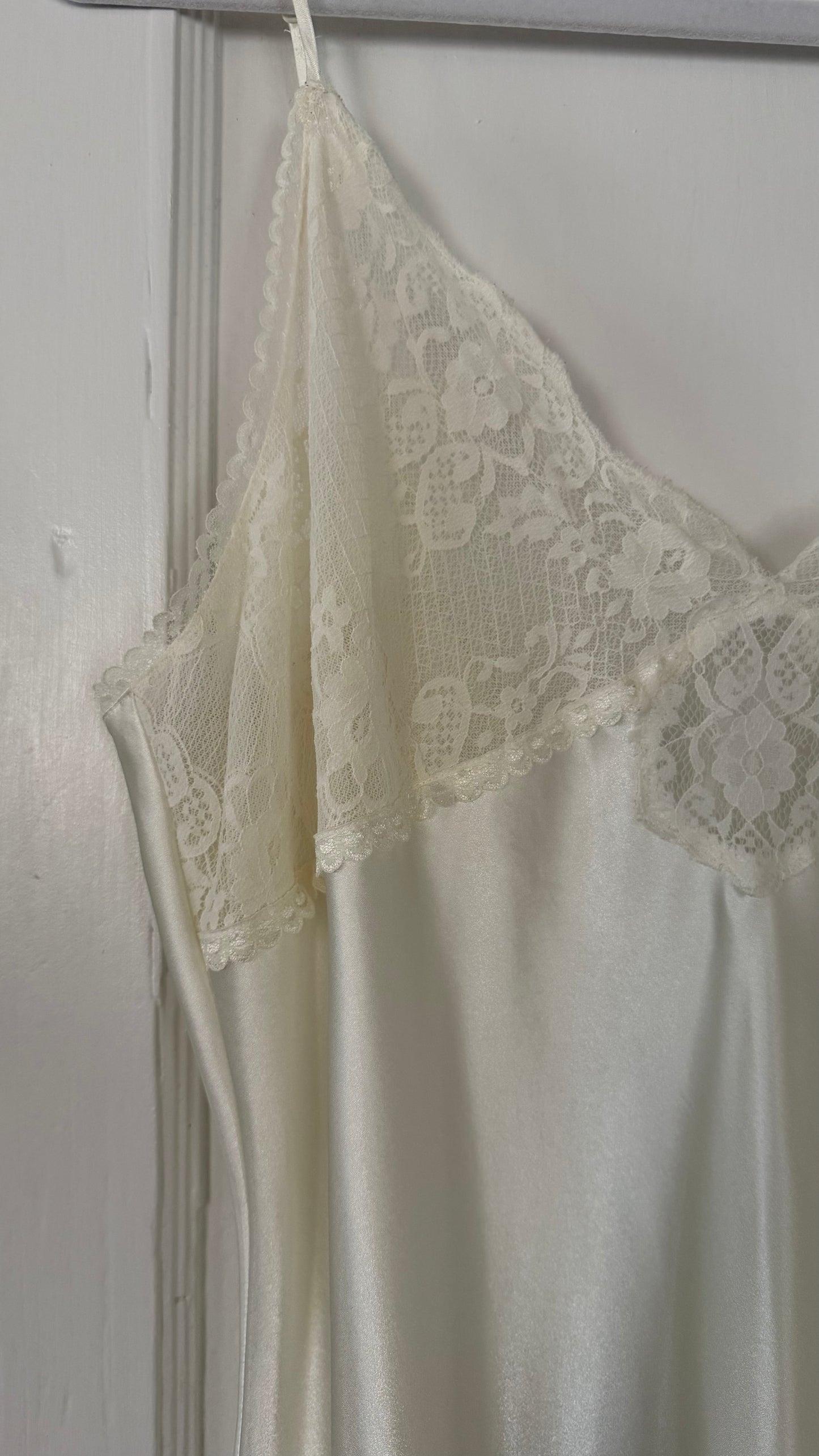 Lace Detail Ivory Slip Dress
